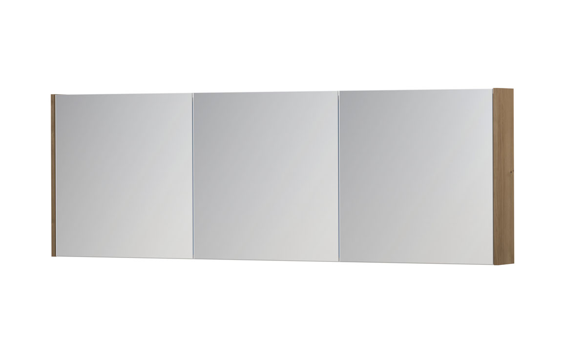 INK SPK1 spiegelkast m. 3 dubbelzijdige spiegeldeuren en stop/schak. 1110872 Ash grey fineer H600xB1800xD140