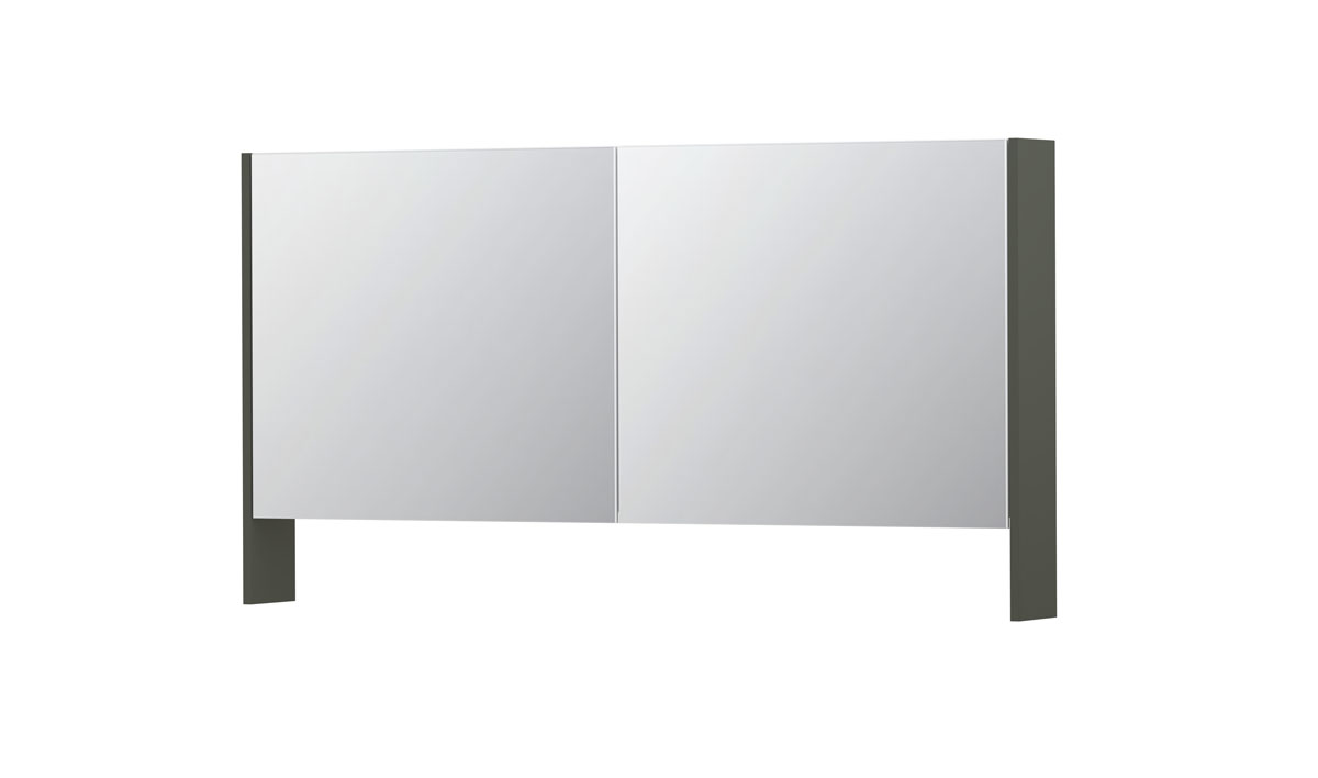 INK SPK3 spiegelkast m. dubbel gesp. 2 deuren icm open planchet en stop/schak. 1110325 mat beton groen H740xB1400xD140