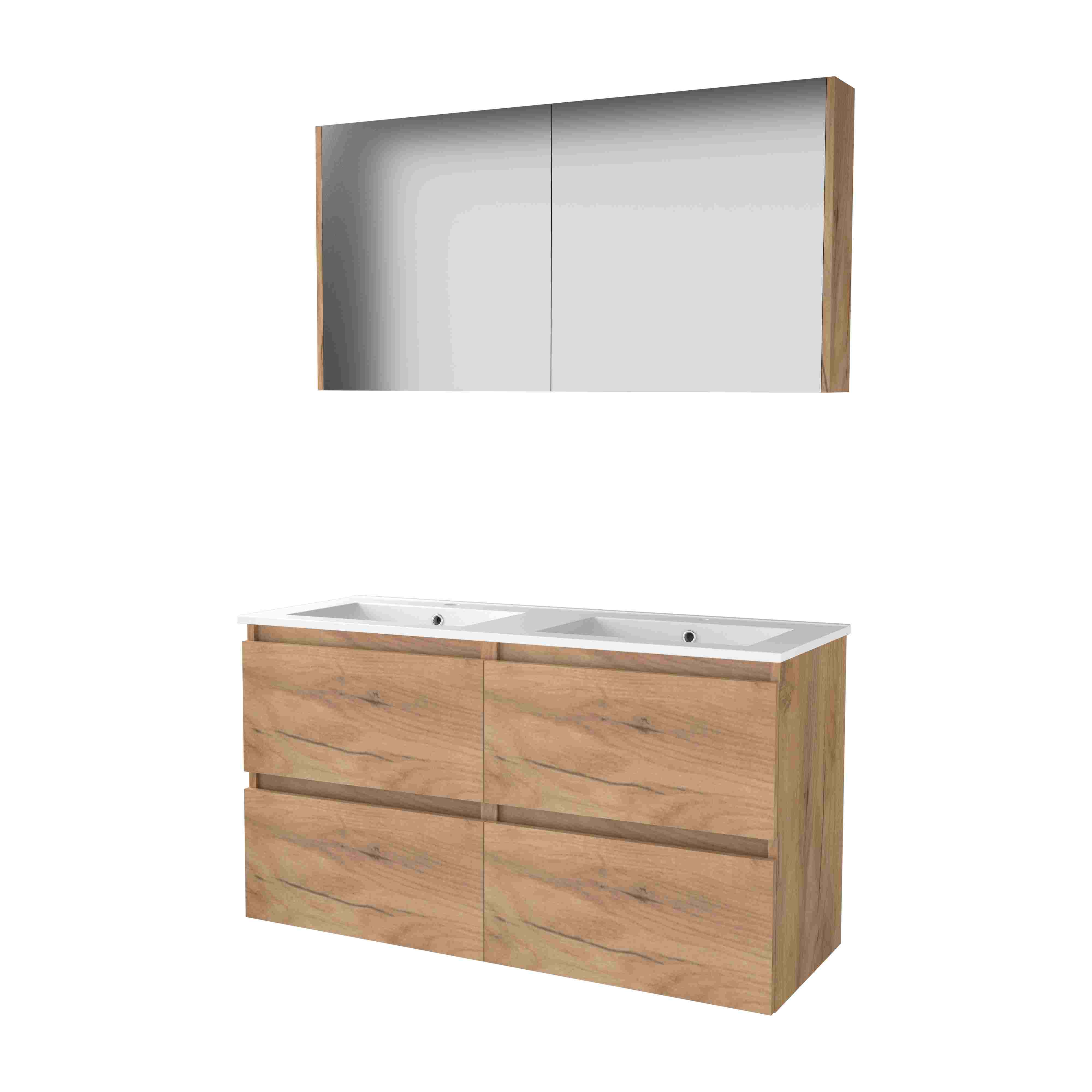 Basic Comfort 46 set 120x46cm greepl. 4 la keram. wast. 2 krgt incl. kast C46GL120PWO Whisky Oak