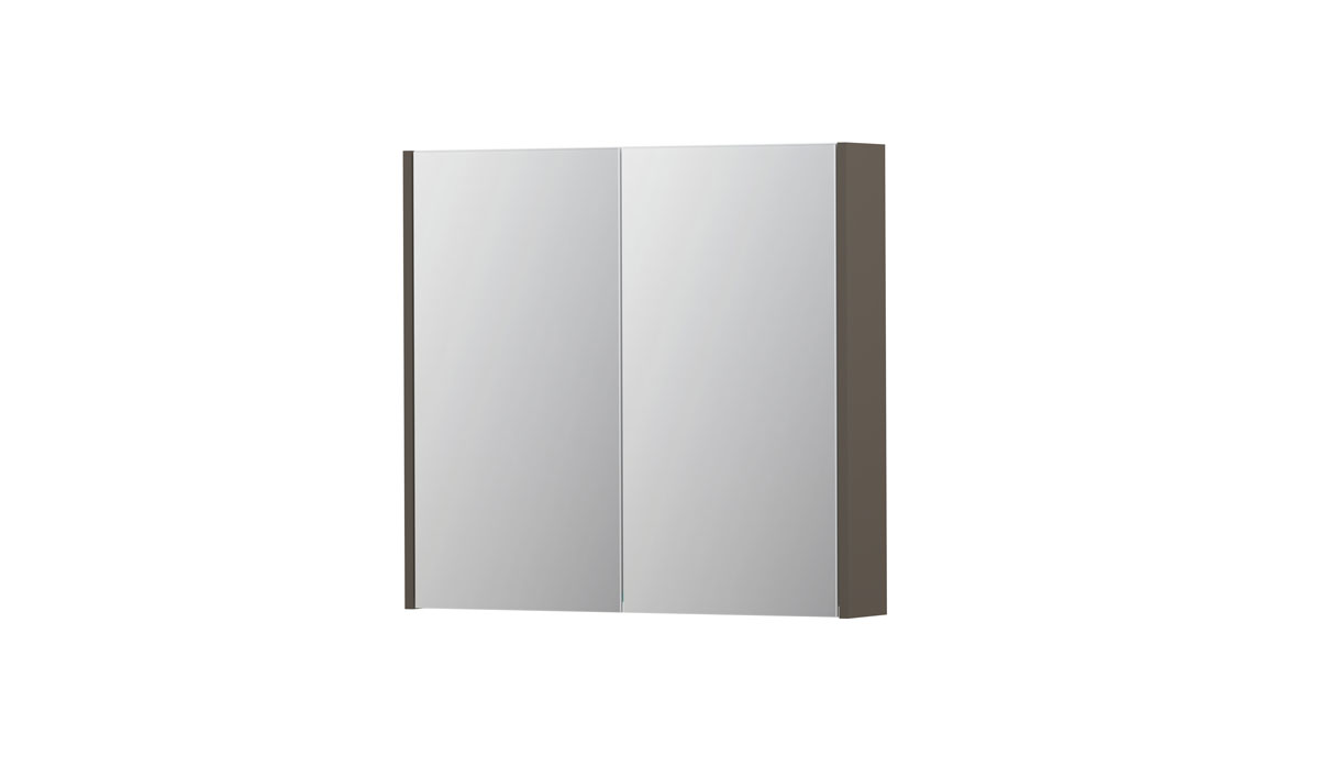INK spiegelkast met 2 dubbelz. spiegeldeuren en stopc./schak. 1105204 Mat taupe H730xB800xD140