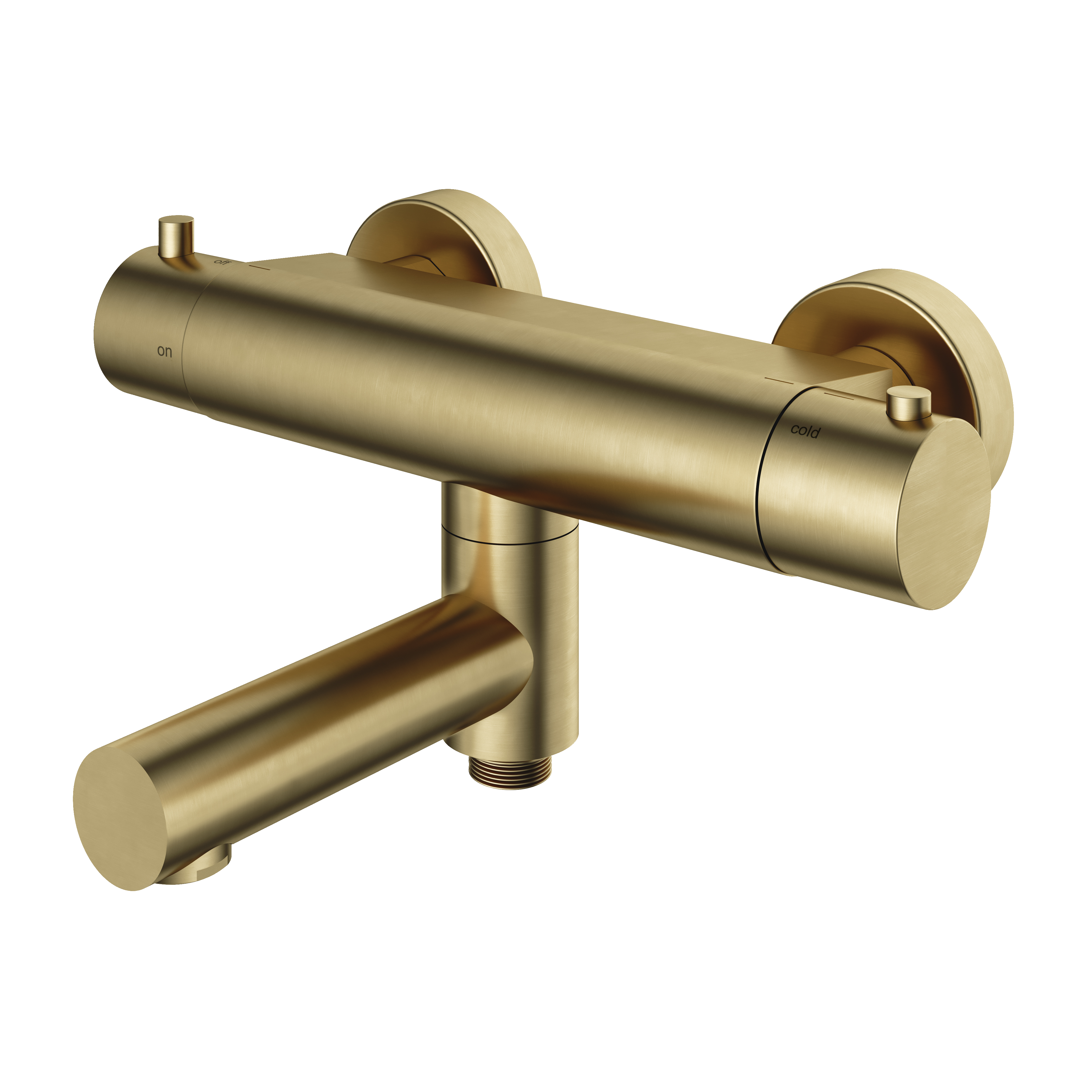 Hotbath Cobber thermostatische badmengkraan met wegdraaibare omstel uitloop B020BB Geborsteld messing