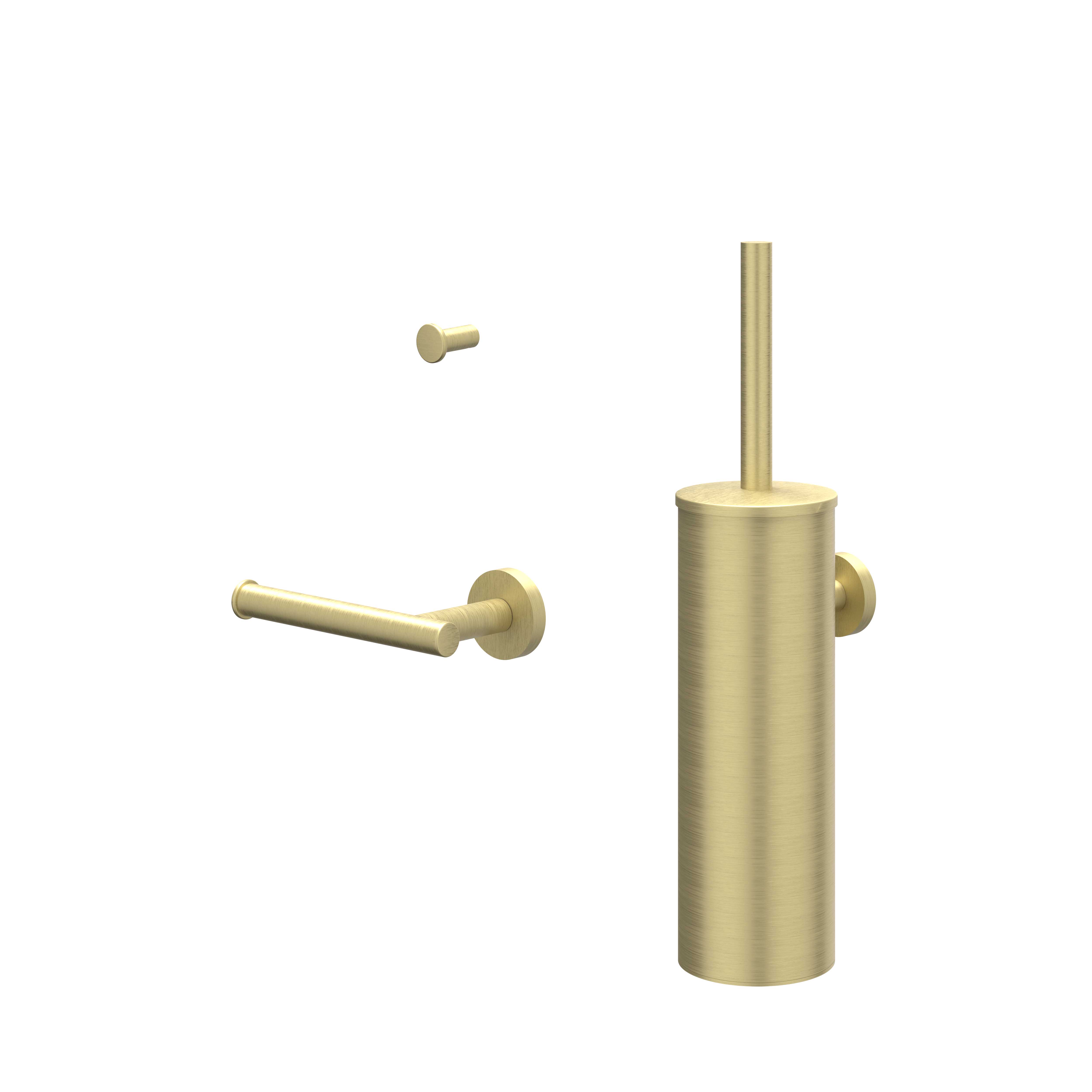 IVY Accessoireset 1 borstel handdoekhaak en toiletrolh. 6901164 gebr. mat goud PVD