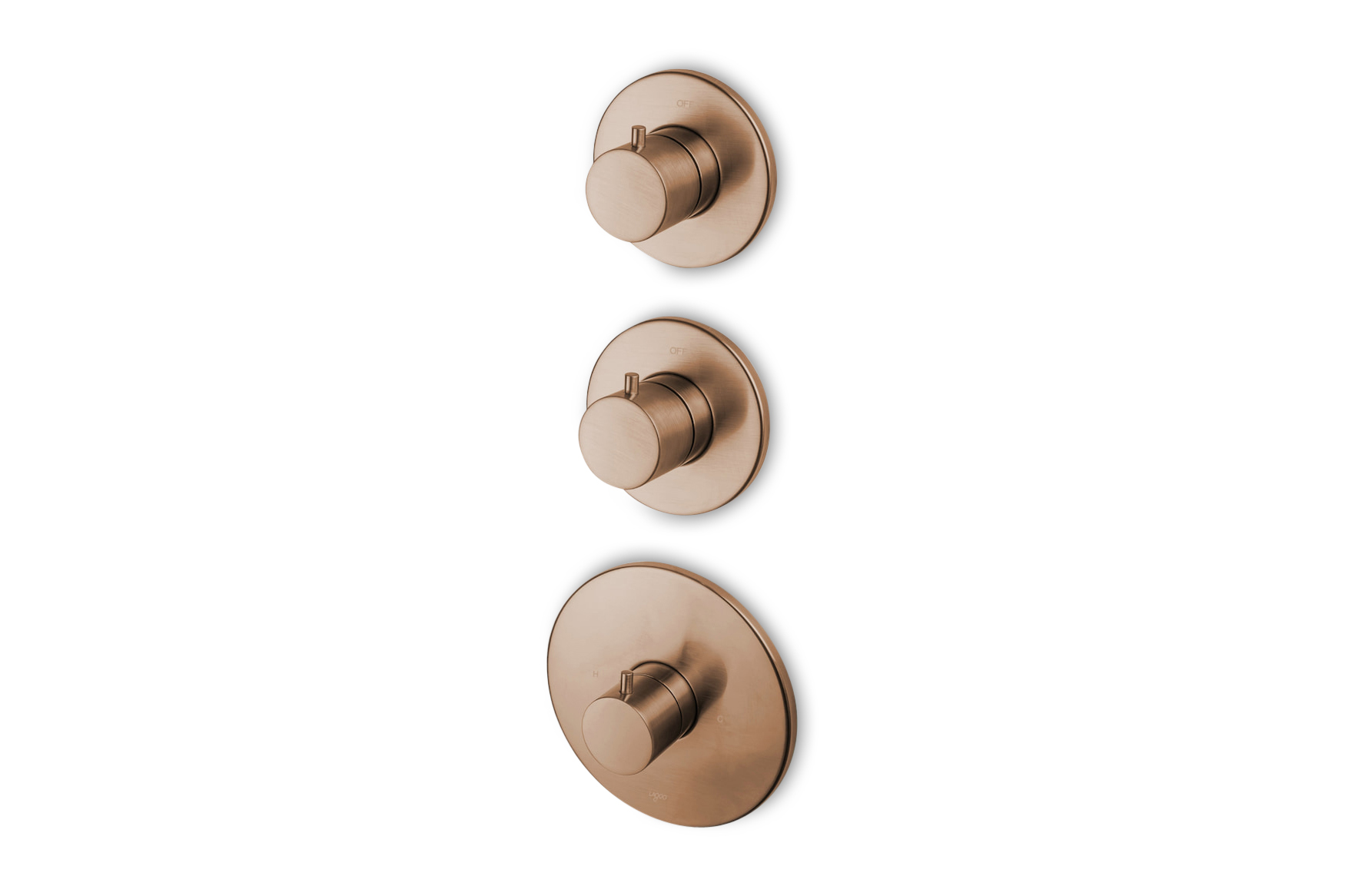 Lagoo Garda inbouw thermostaat met 2-weg stop/omstel en 1 stopkraan afb.deel G2235BK Brushed Copper PVD
