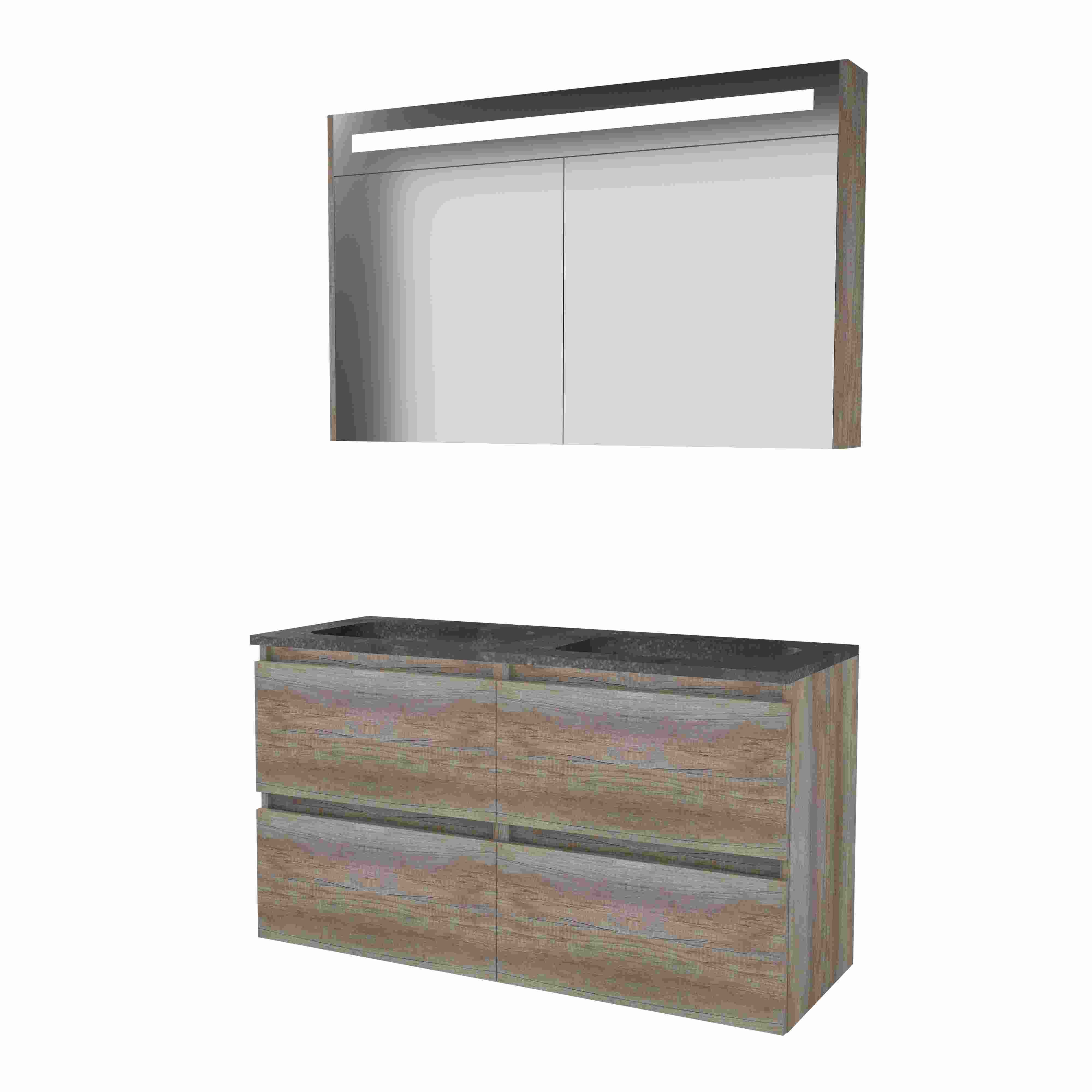 Basic Prem. 46 onderk. GL incl. 4 la + hardst. wast. z. krgt. incl. sp.kast m. geint. Led B1200xD460 Scotch Oak / 1813206