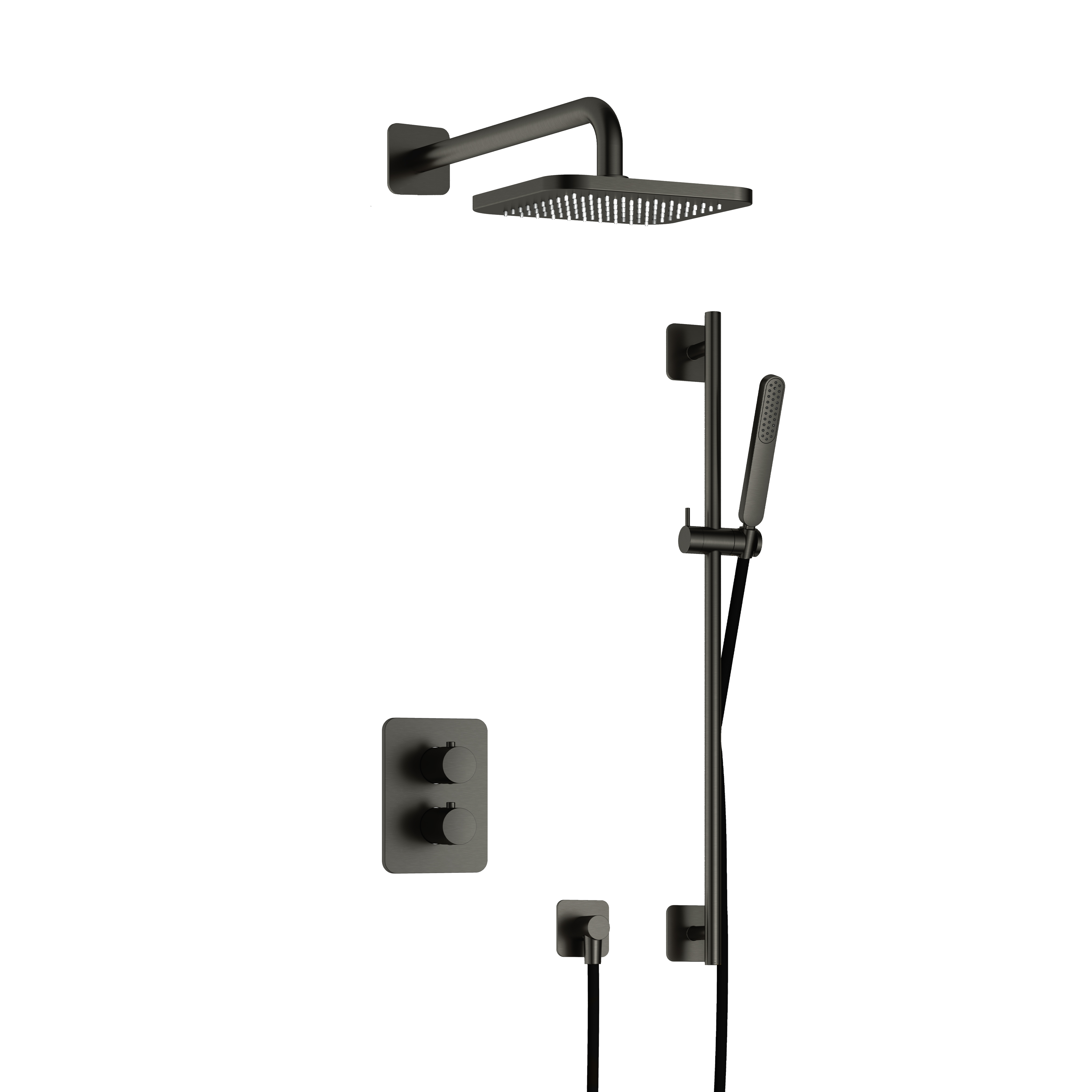 Hotbath Gal inbouwset m. 2-weg stop-omst. m. glijst. IBS40ABGP7 Geborsteld Gunmetal PVD