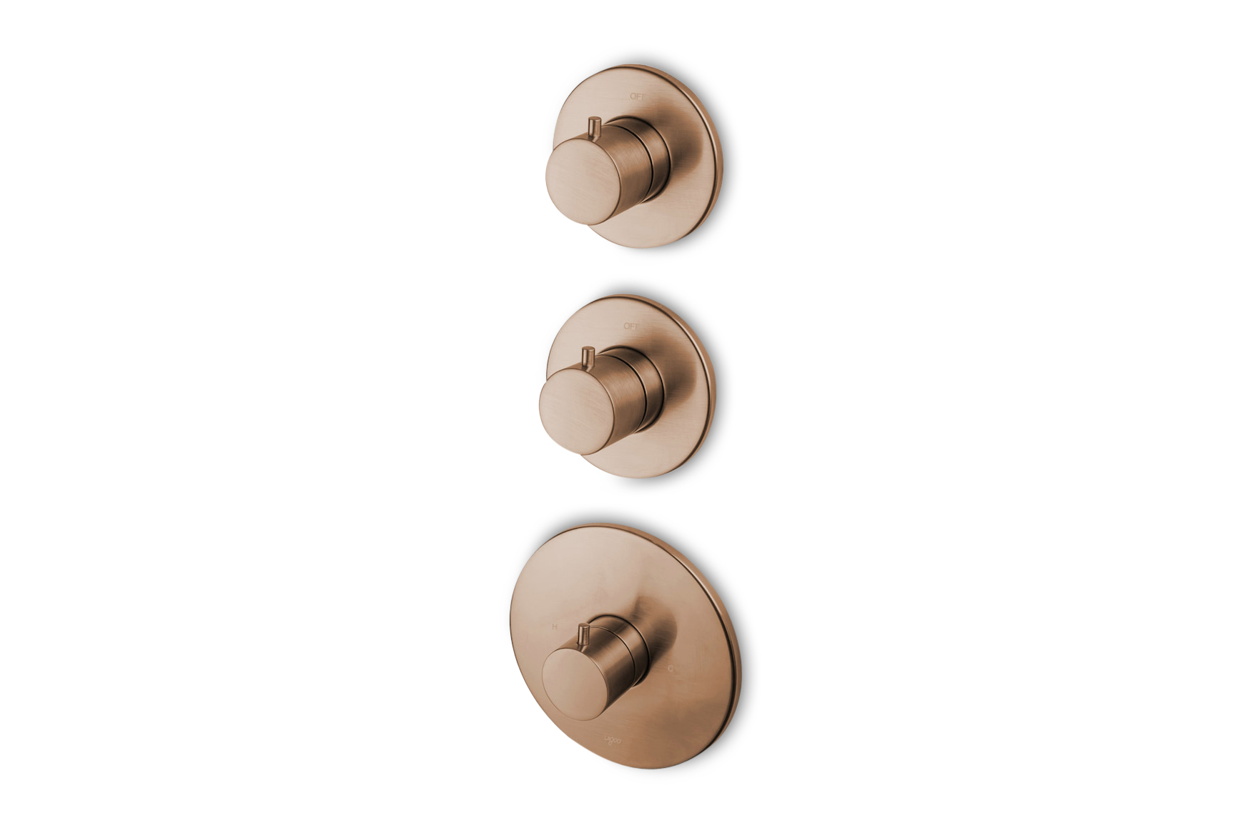 Lagoo Garda inbouw thermostaat met 3-weg stop/omstel en 1 stopkraan afb.deel G2237BK Brushed Copper PVD