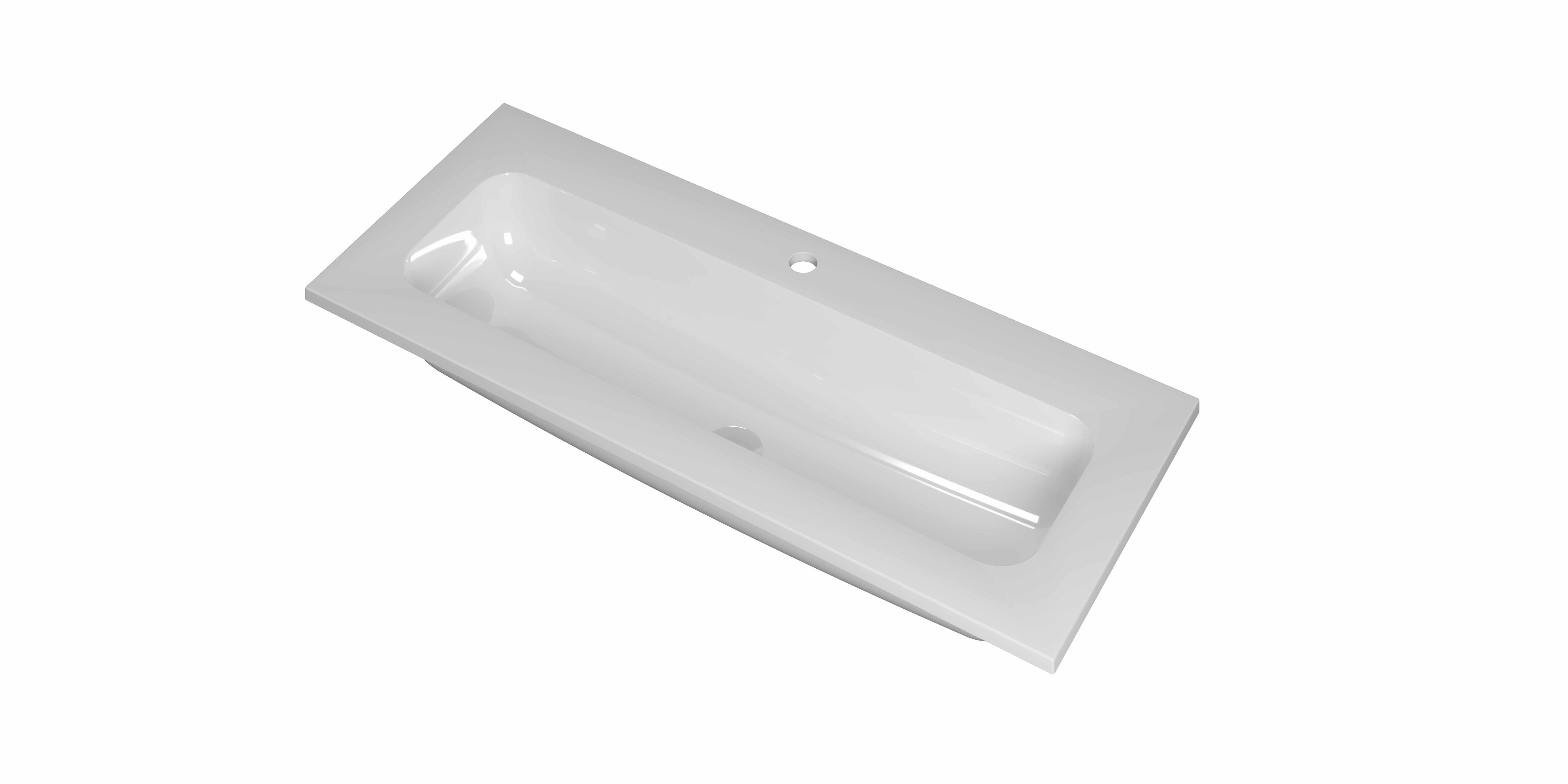 INK Reflekt wast. polystone centraal met 1 krgt. 3407621 Glans wit 1000x400x15