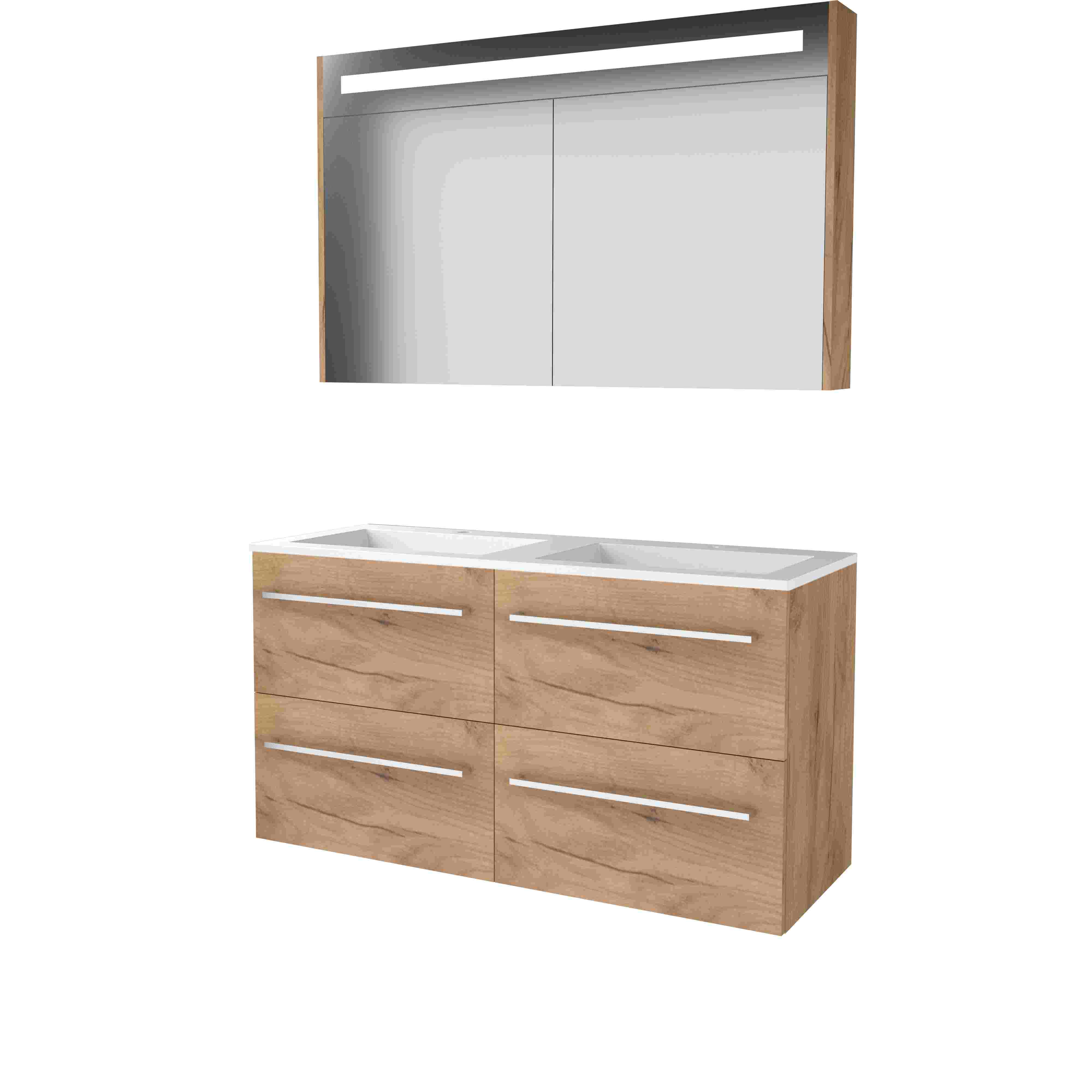 Basic Premium 46 set 120x46cm met gr. 4 la Acryl wast. 2 krgt incl. kast m. verl. P46GR120A2WO Whisky Oak