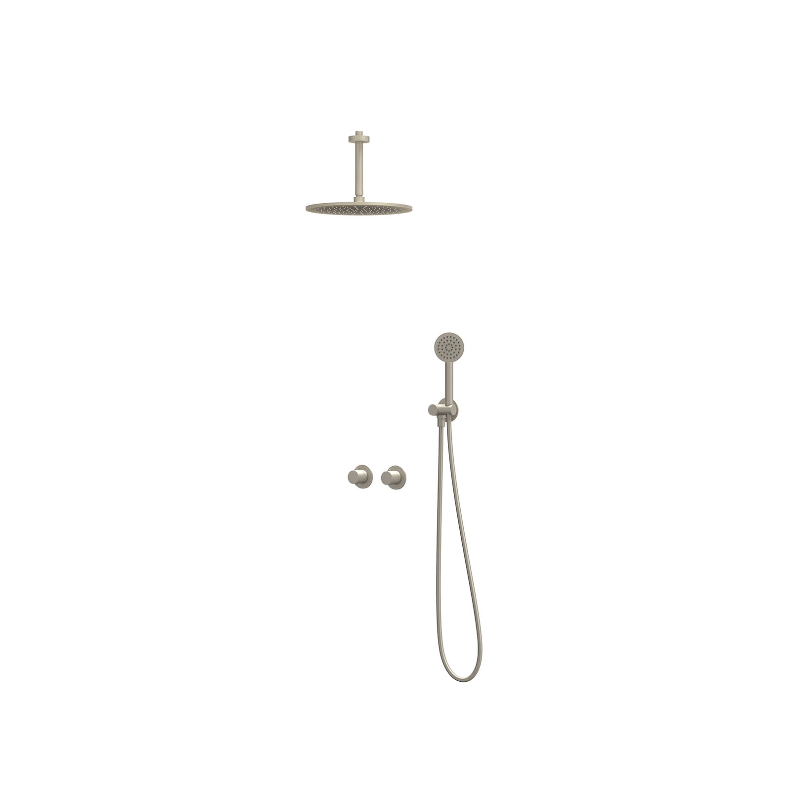 IVY Bond set 2-weg st.omst. 15cm pl.b. R30cm verst. steun m. geint. uitl. slang 150cm + s.spr. hd. CSB3GNCFBC Geborsteld nickel PVD