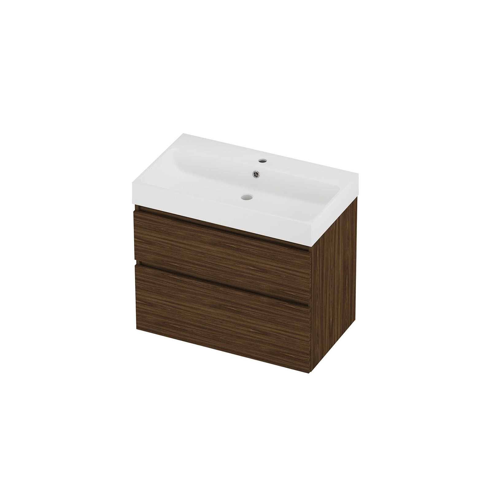 Proline set polystone Loft wast. met 1 krgt. en onderk. a-sym. PMWC801CA Cabana oak/Mat wit H700xB800xD460