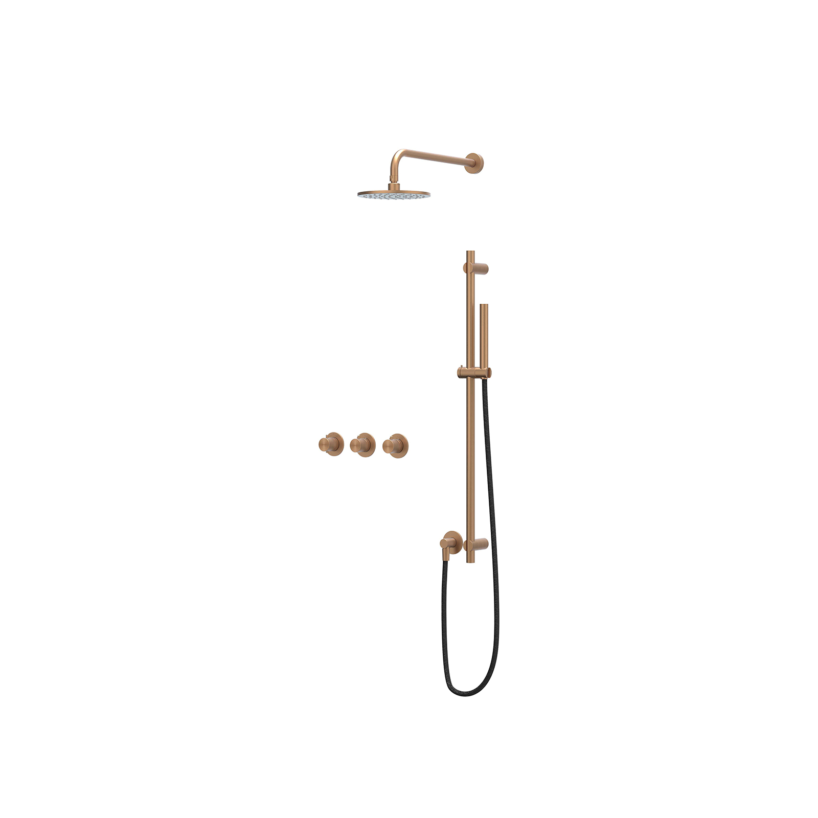 IVY Concord Inbouwset 2 stopkr.  w-arm 20cm me glijst.  en staafhdd CSC4IGKAAAB RVS316 gebr. mat koper PVD