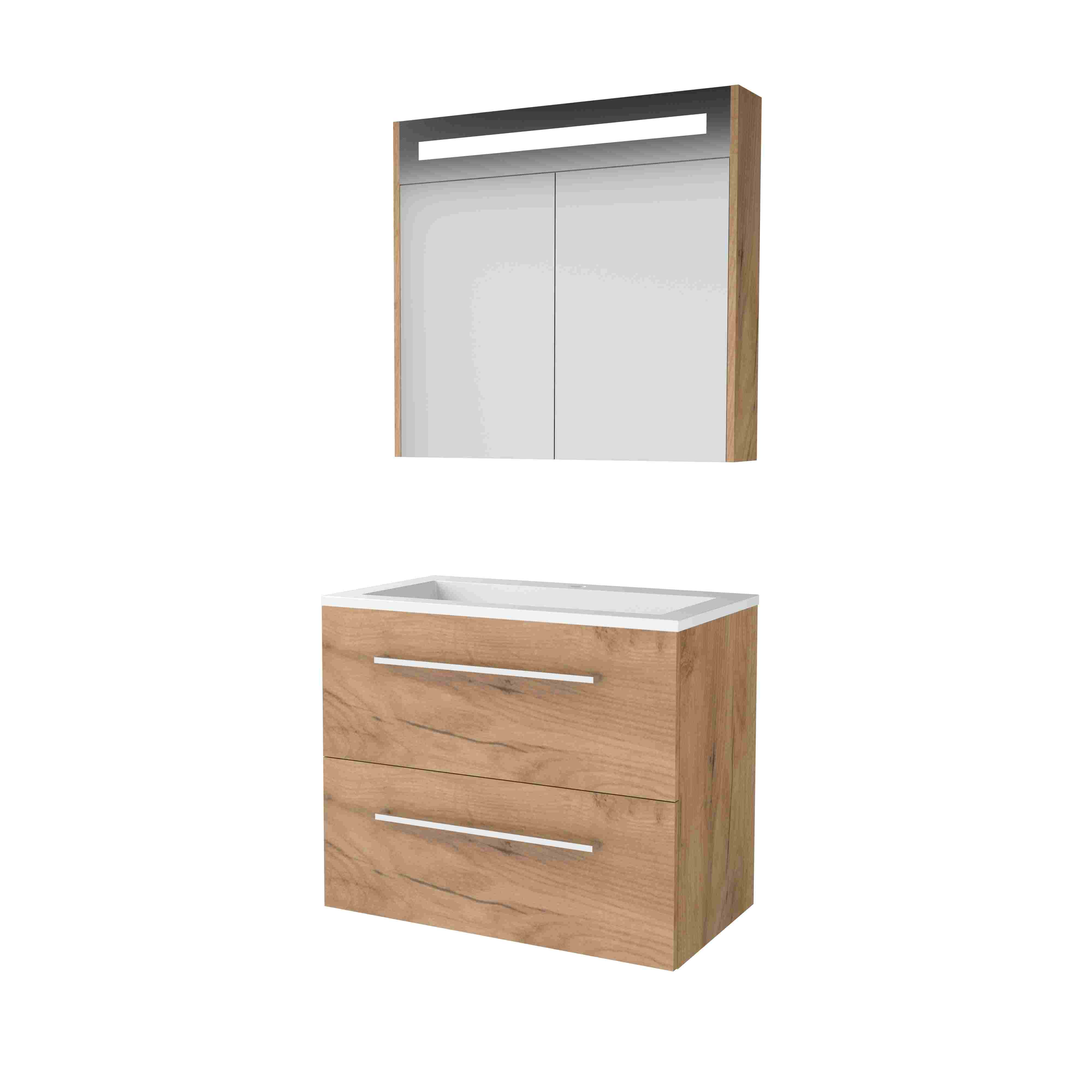 Basic Premium 46 set 80x46cm met gr. 2 la Acryl wast. 1 krgt. incl. kast m. verl. P46GR80A1WO Whisky Oak