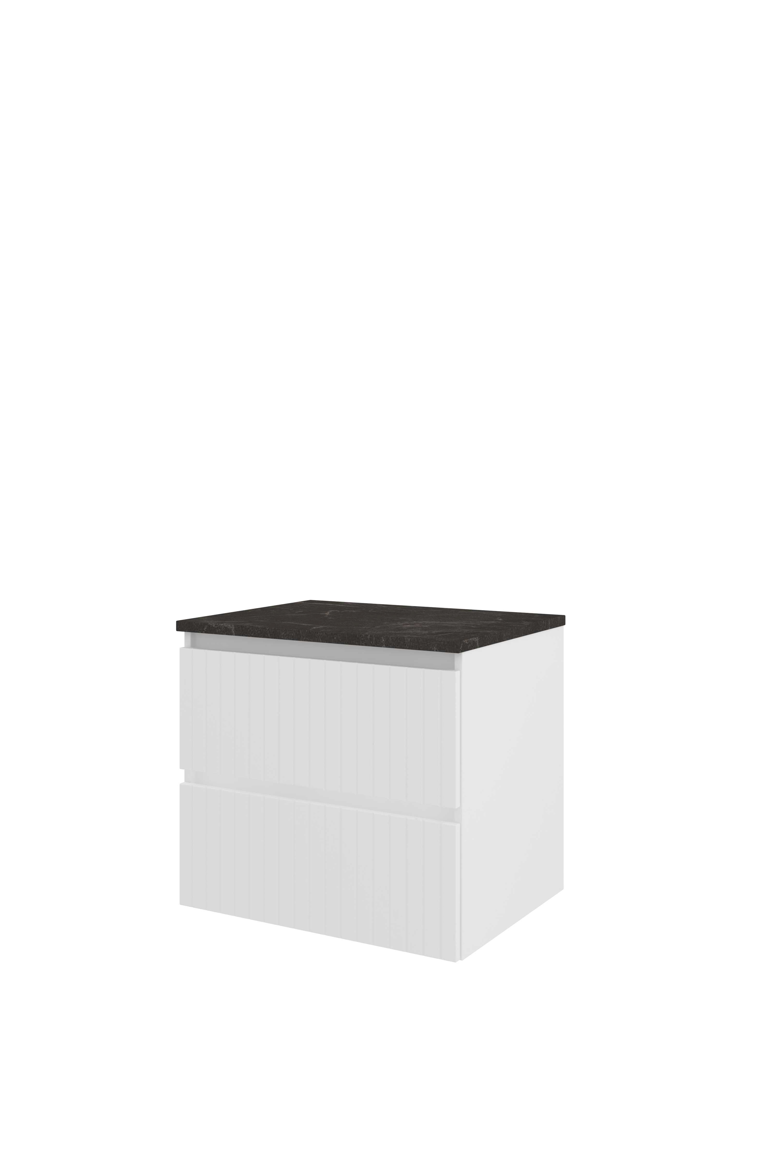 Proline Set Top afdekplaat hardsteen en onderkast sym. gefr. DBSD60MW Mat wit/Blue stone 600x460x540