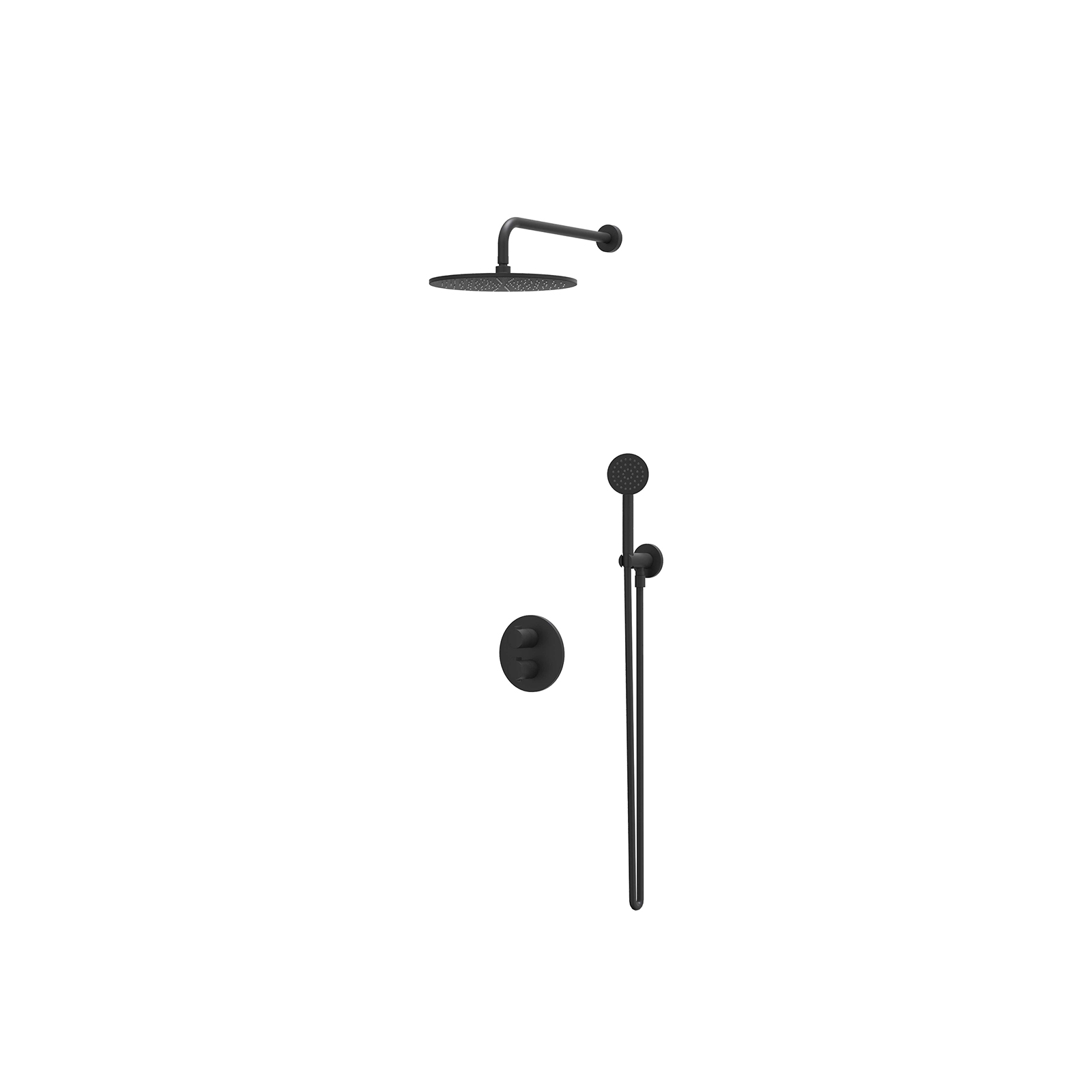 IVY Pact Inbouwset 2-weg w-arm 30cm me houder uitlaat en satin sp. CSP2MZCFAA Mat zwart PED