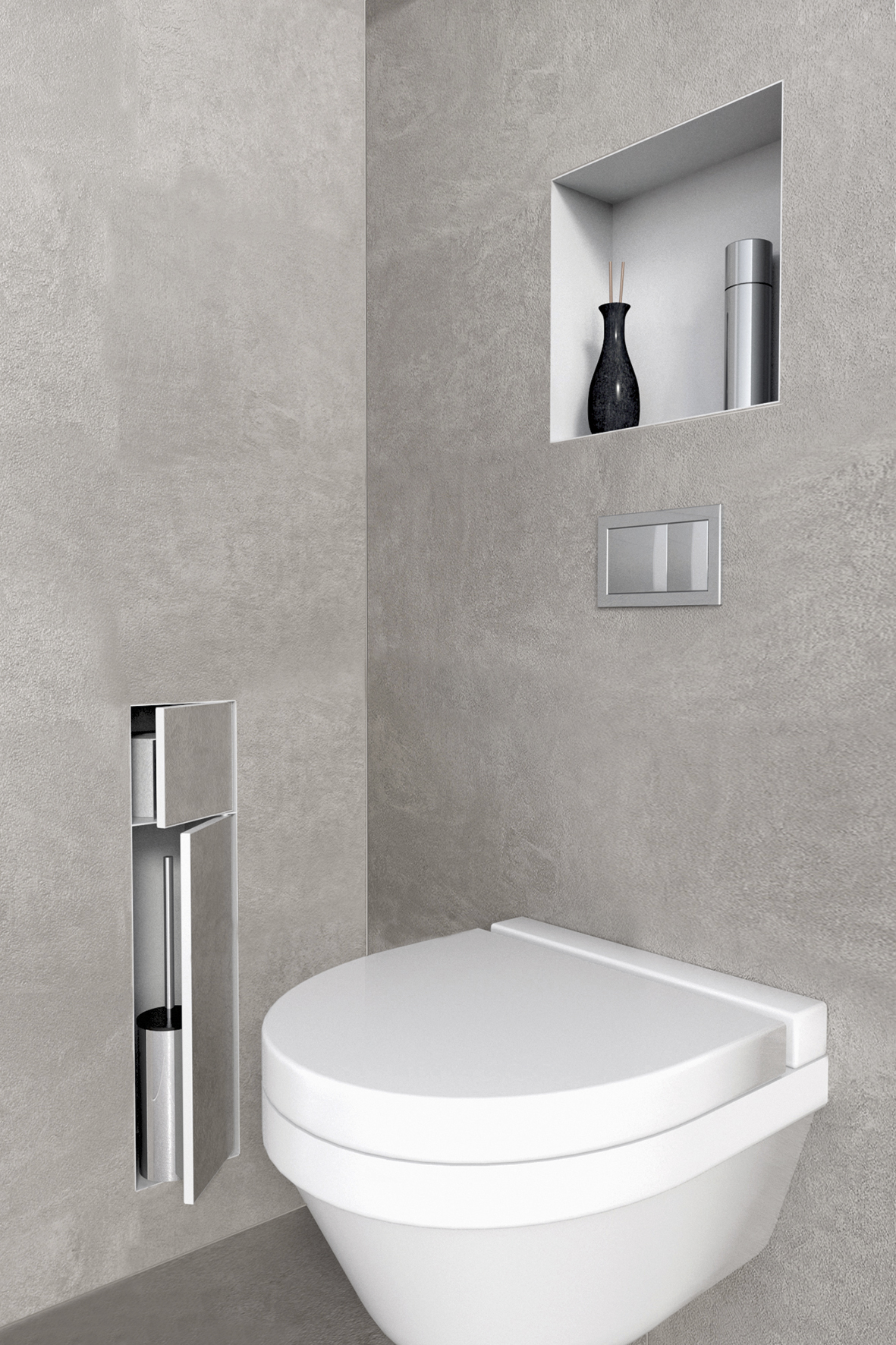Looox inbouw toiletborstel - rolhouder betegelbaar 2 deur CL-10 Wit