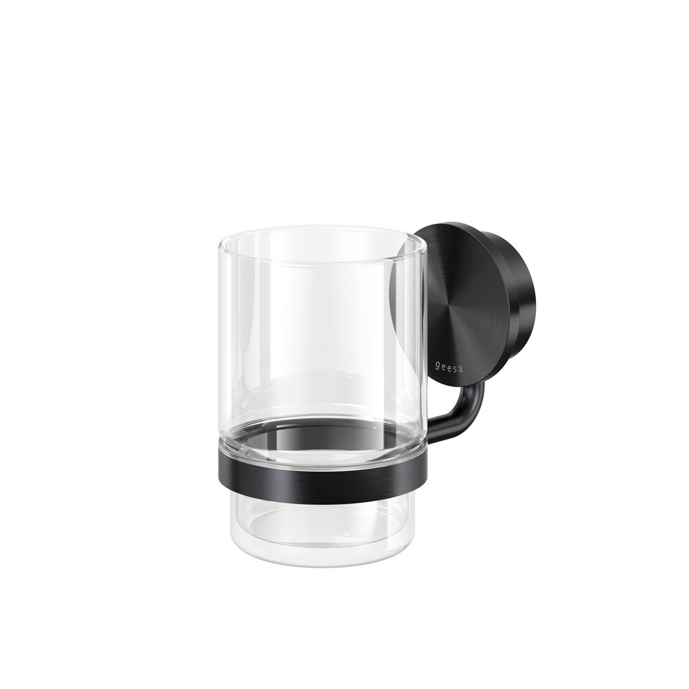 Geesa Opal glashouder met glas 917202-09 geborsteld zwart metaal