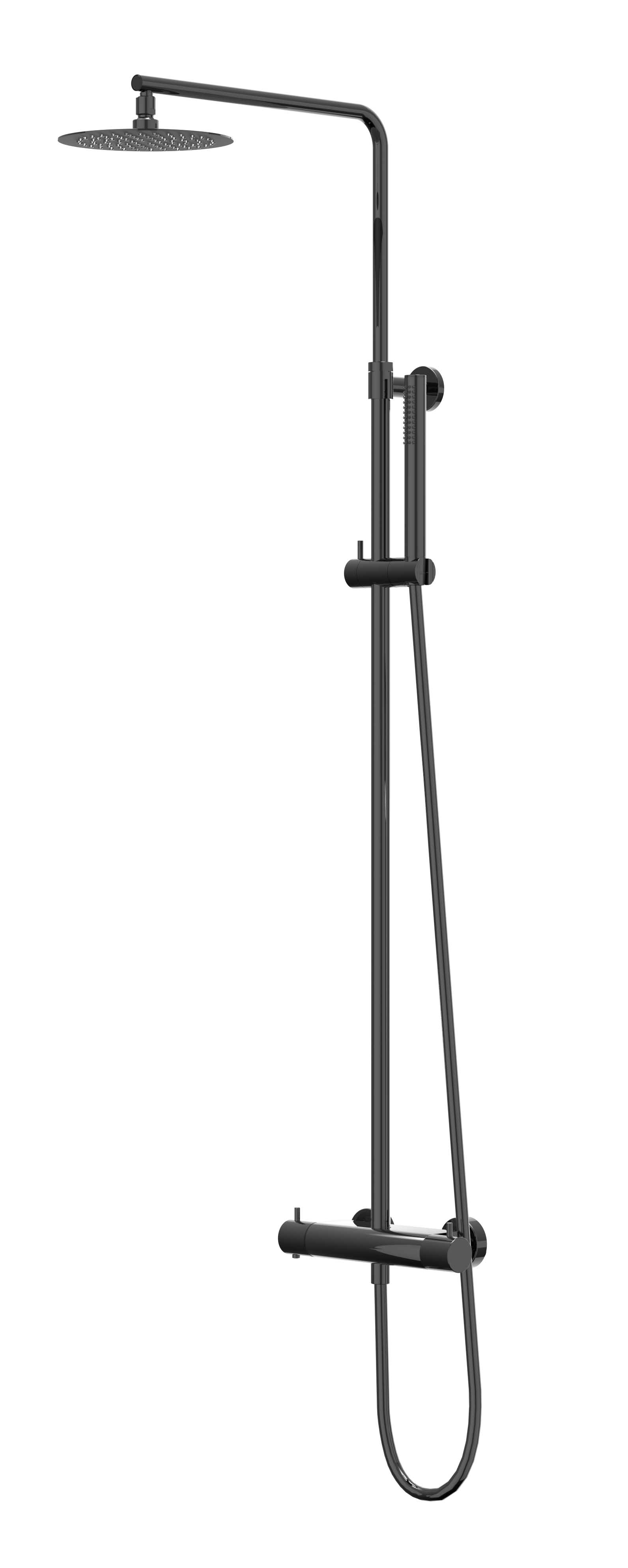 IVY Bond Doucheset opbouw set R30cm me en staafmodel CSB1ZCAF Zwart chroom PVD