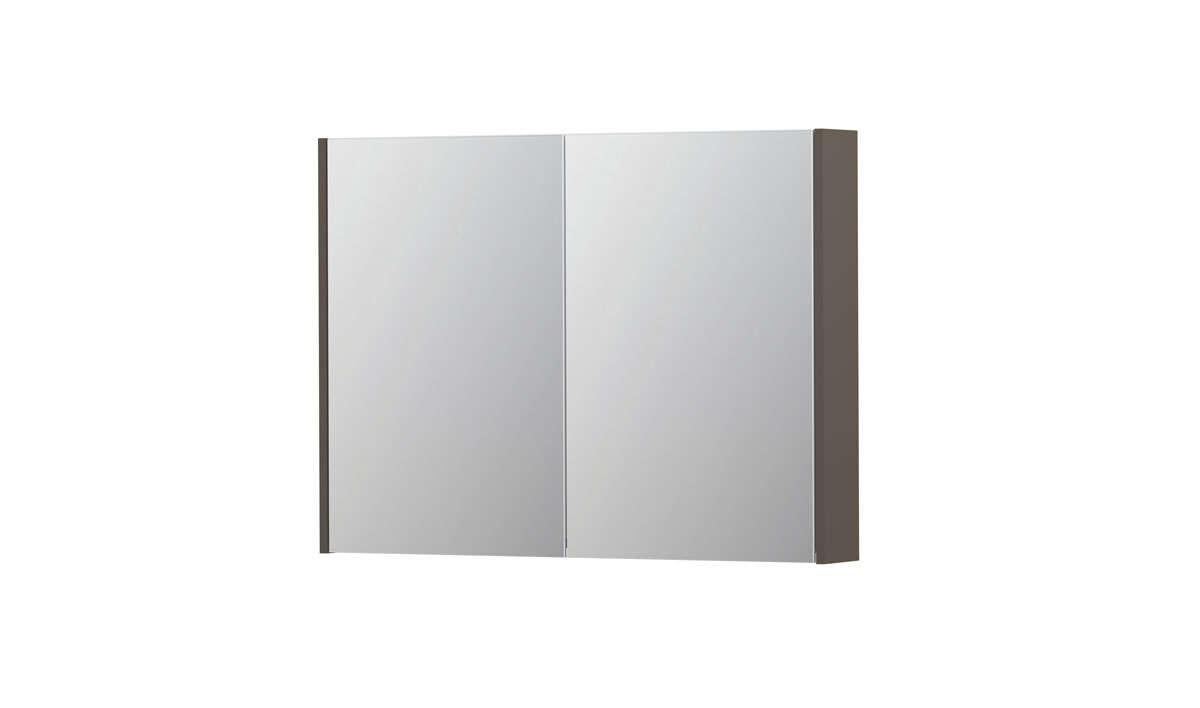 INK spiegelkast met 2 dubbelz. spiegeldeuren en stopc./schak. 1105304 Mat taupe H730xB1000xD140