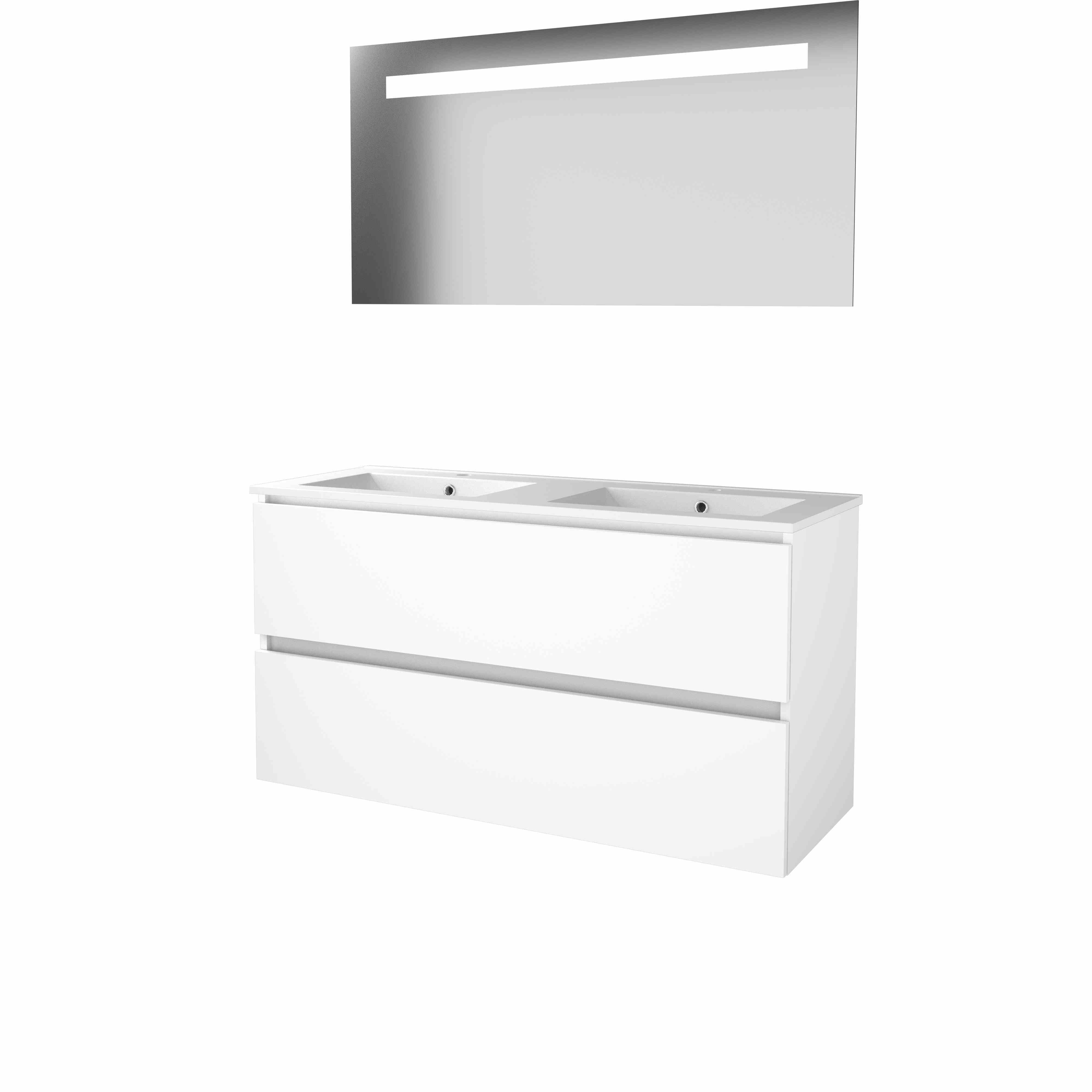 Basic Economic 46 set 120x46cm greepl. 2 la keram. wast. 2 krgt incl. spiegel m. verl. E46GL1202PIW Ice White