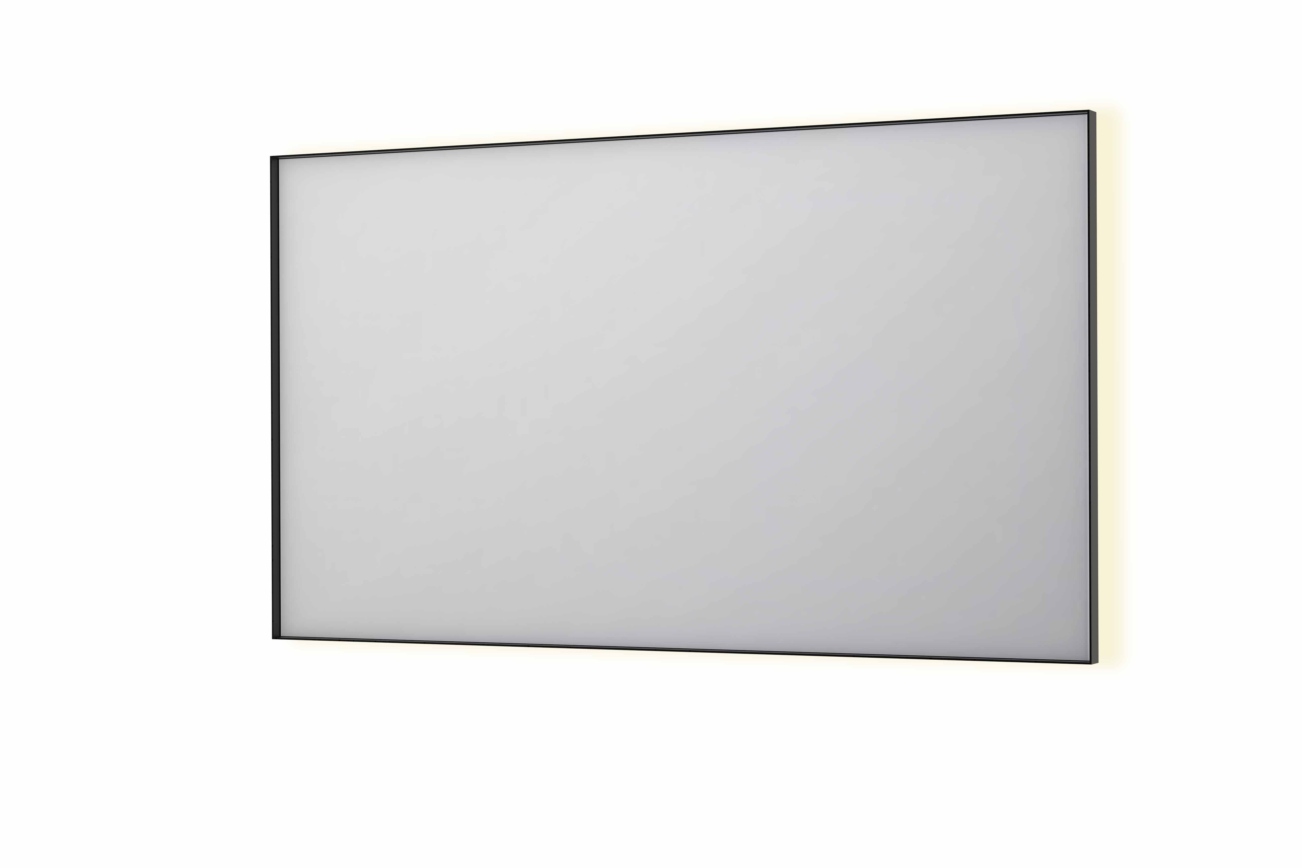 INK SP32 Spiegel rechthoek in stalen kader incl indir LED verw. color dim en schak. 8410085 Geborsteld metal black 1400x40x800