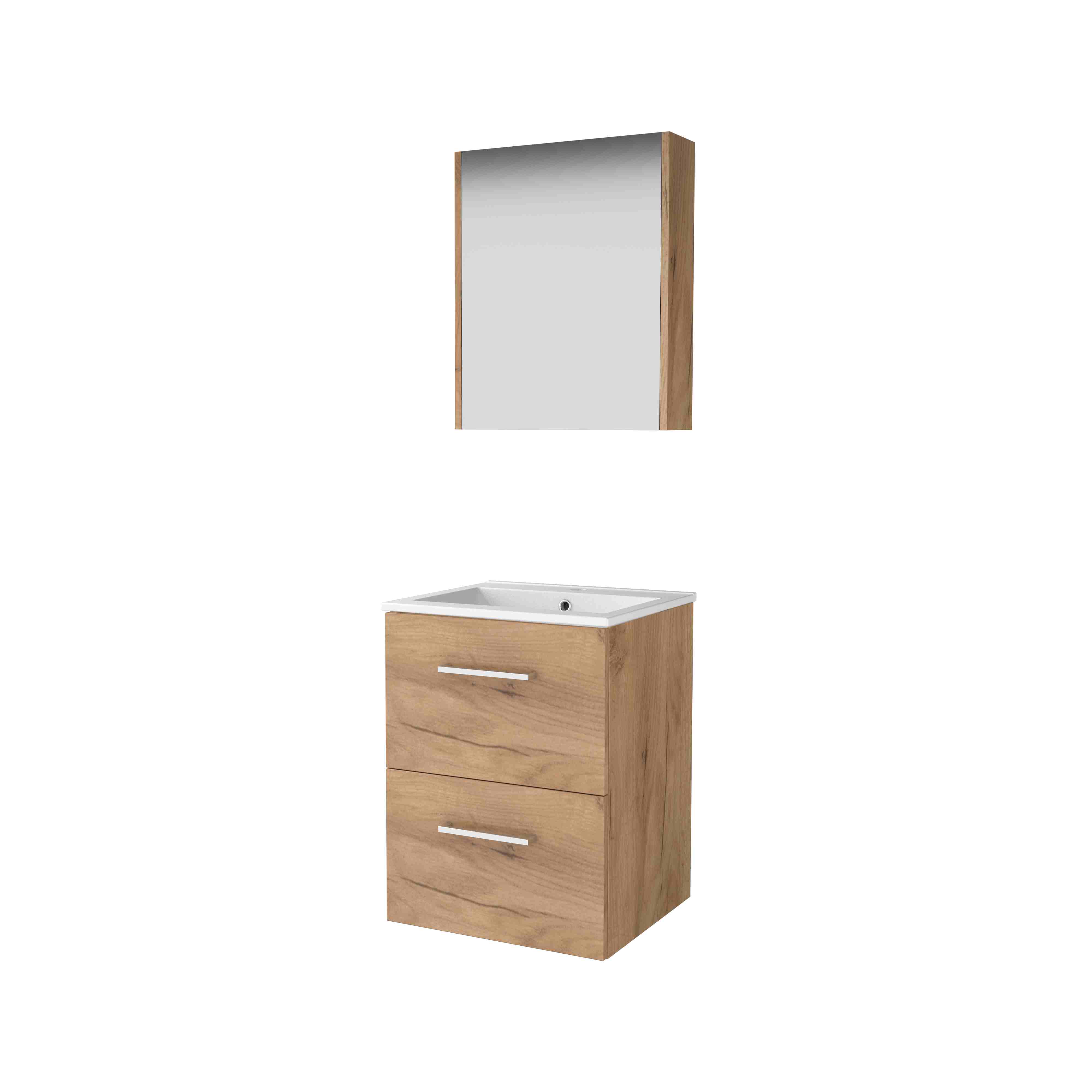 Basic Comfort 46 set 50x46cm met gr. 2 la keram. wast. 1 krgt. incl. kast C46GR50PWO Whisky Oak