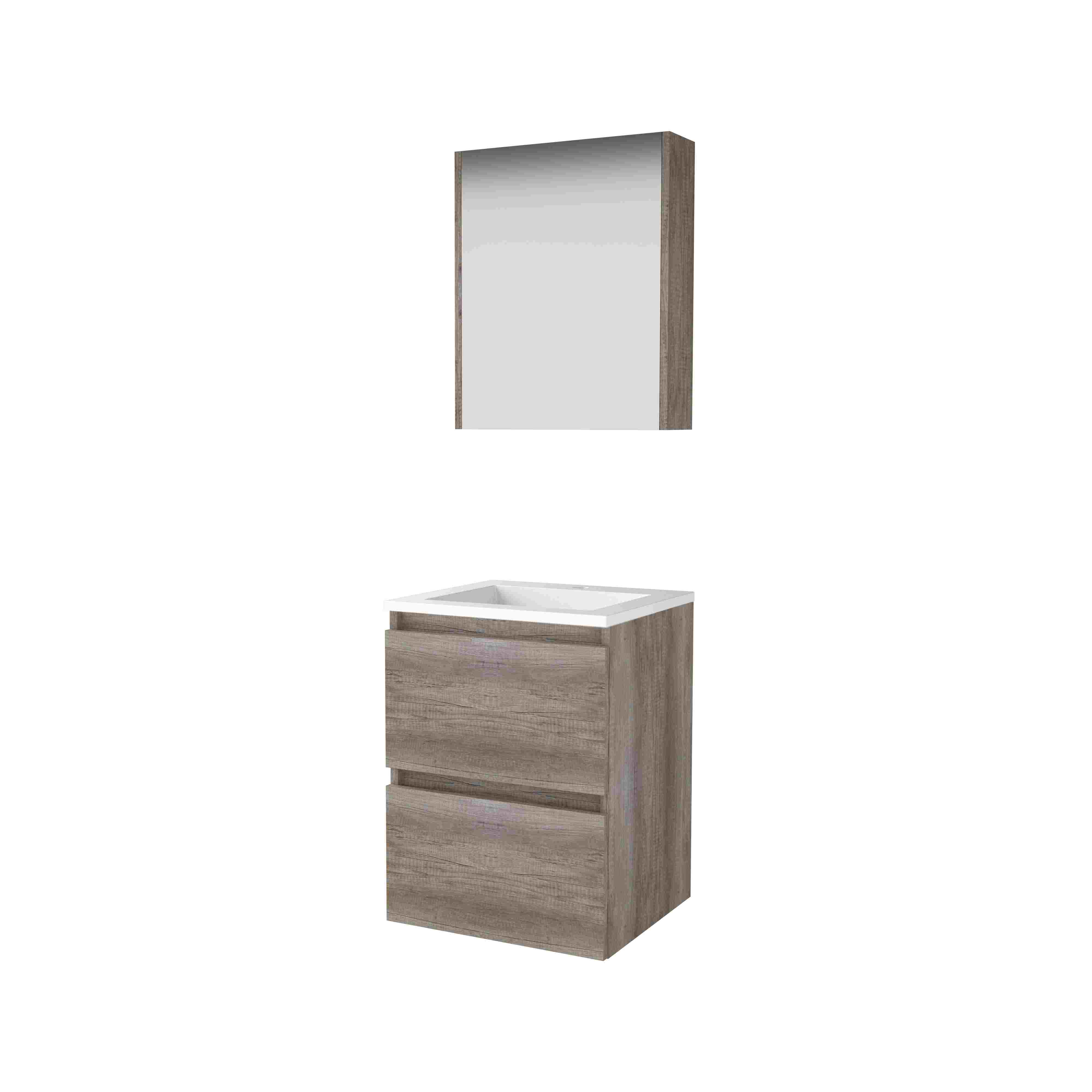 Basic Comfort 46 set 50x46cm greepl. 2 la Acryl wast. 1 krgt. incl. kast C46GL50A1SO Scotch Oak
