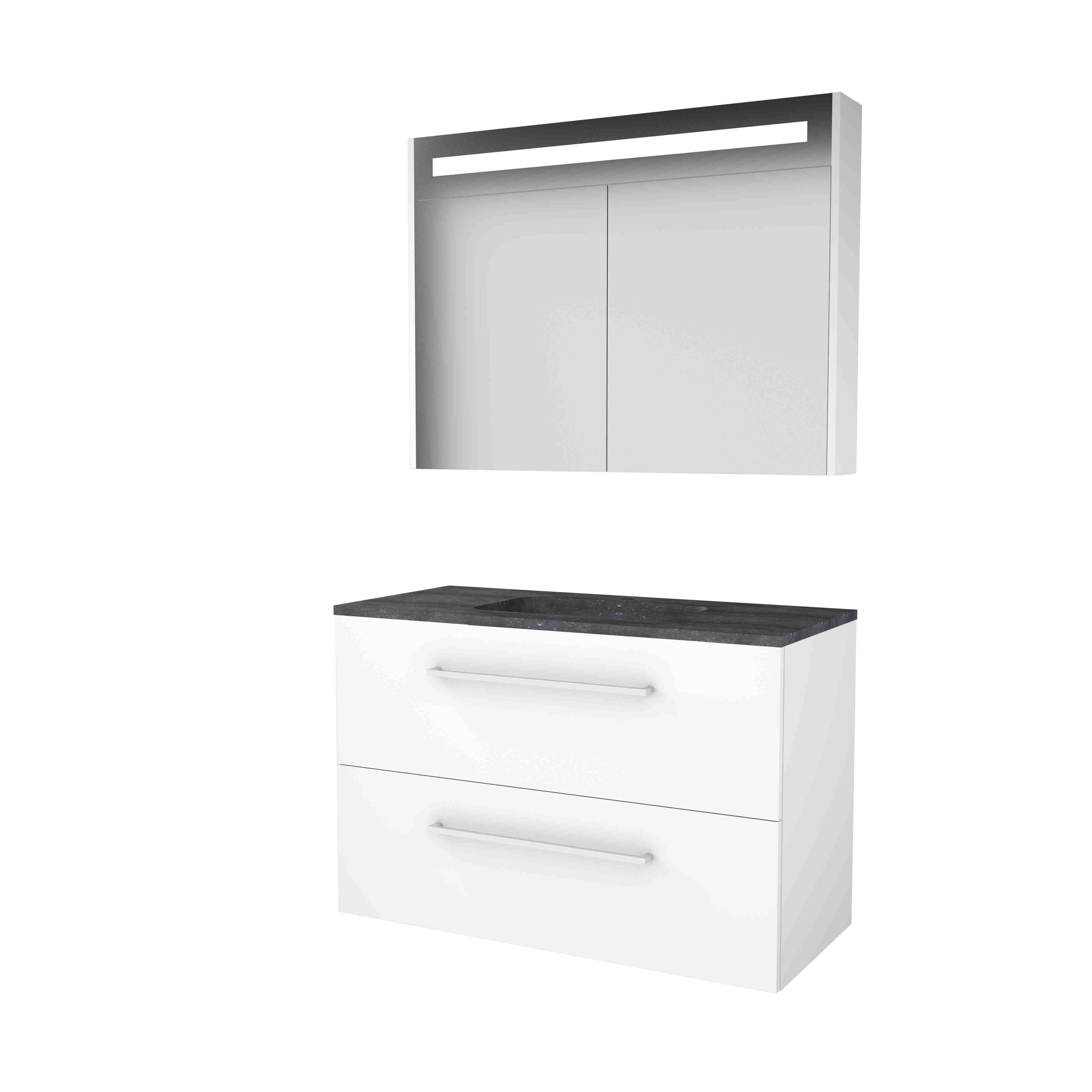 Basic Prem. 46 onderk. m. gr. incl. 2 la + hardst. wast. incl. 1 krgt. incl. sp.kast m. geint. Led B1000xD460 Ice White / 1813405