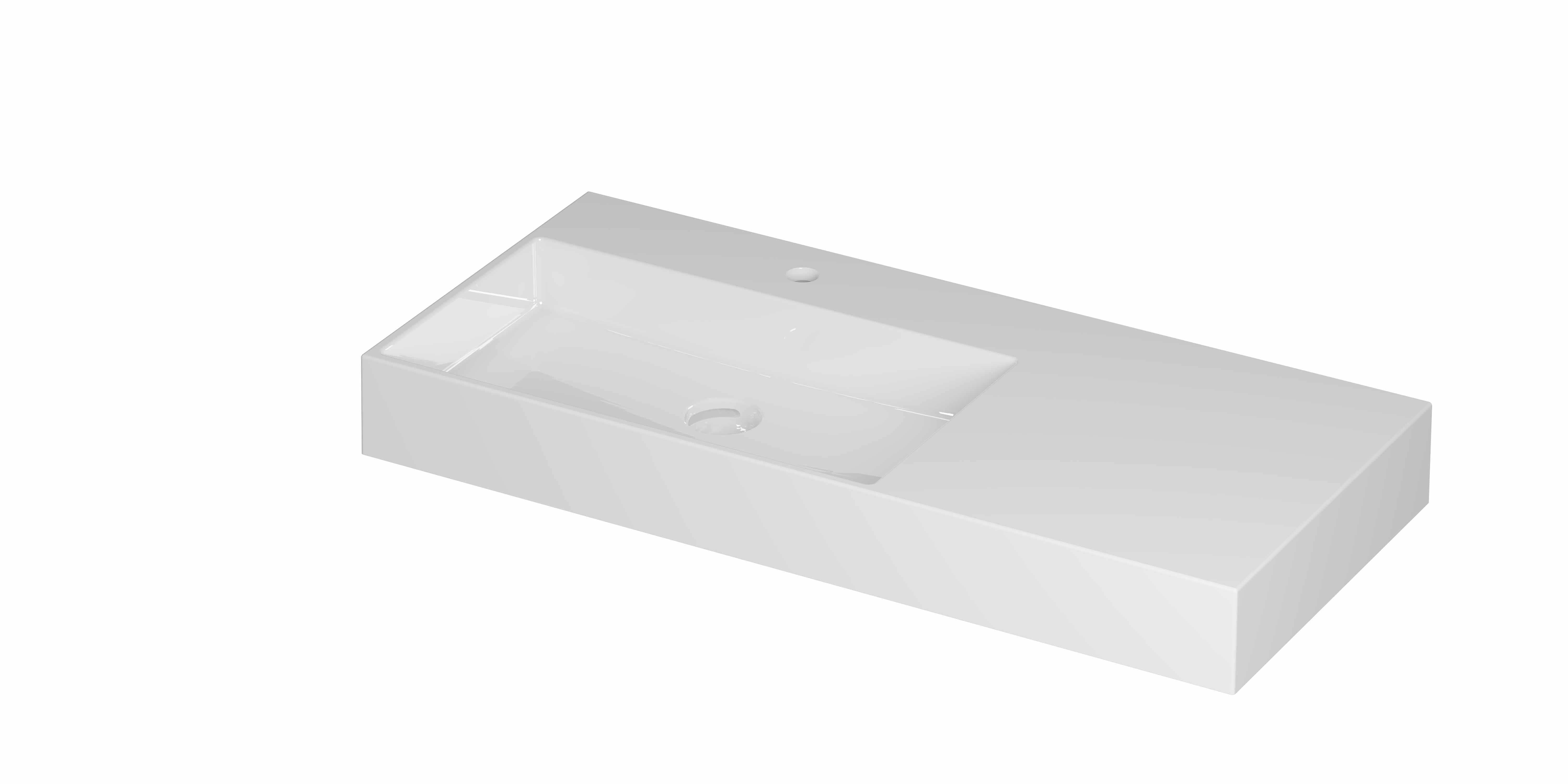 INK United wast. porselein links met 1 krgt. incl. keram. click plug en verb. overl. syst. 0206411 Glans wit 1000x450x110