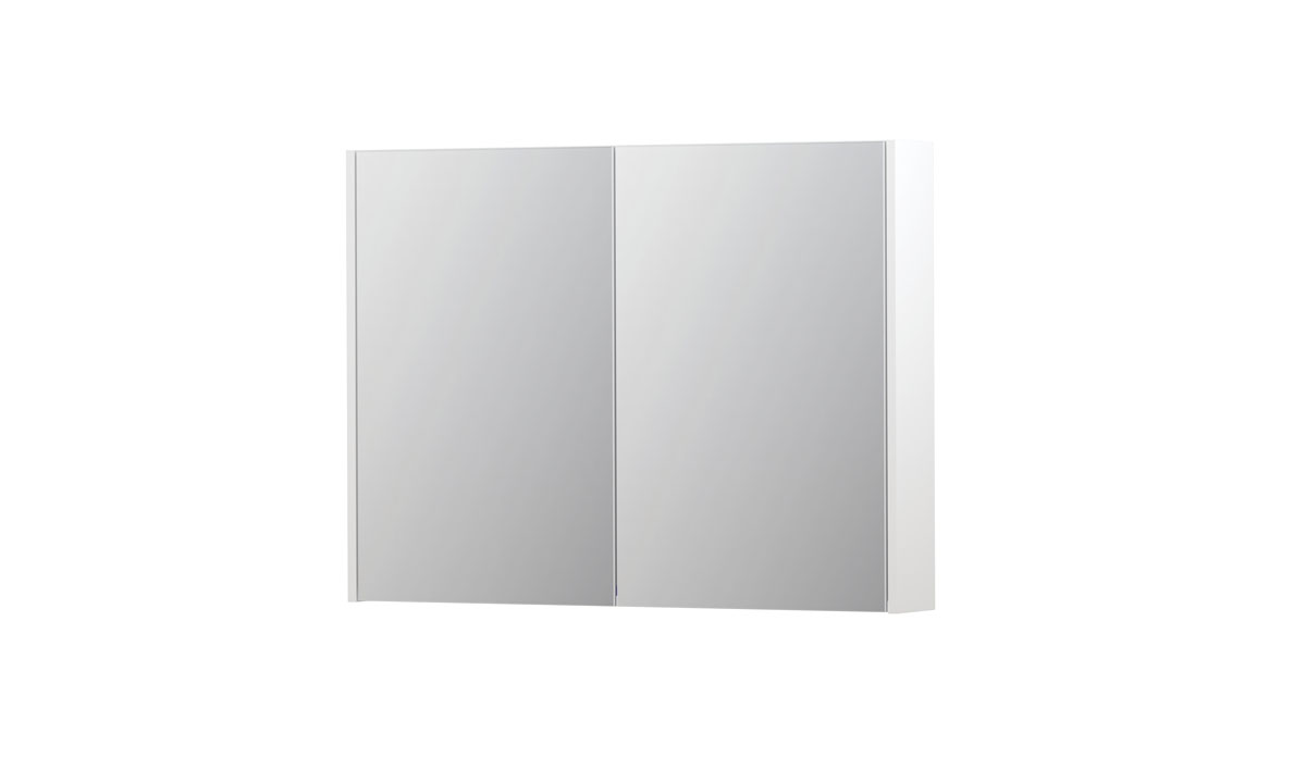 INK spiegelkast met 2 dubbelz. spiegeldeuren en stopc./schak. 1105301 Mat wit H730xB1000xD140
