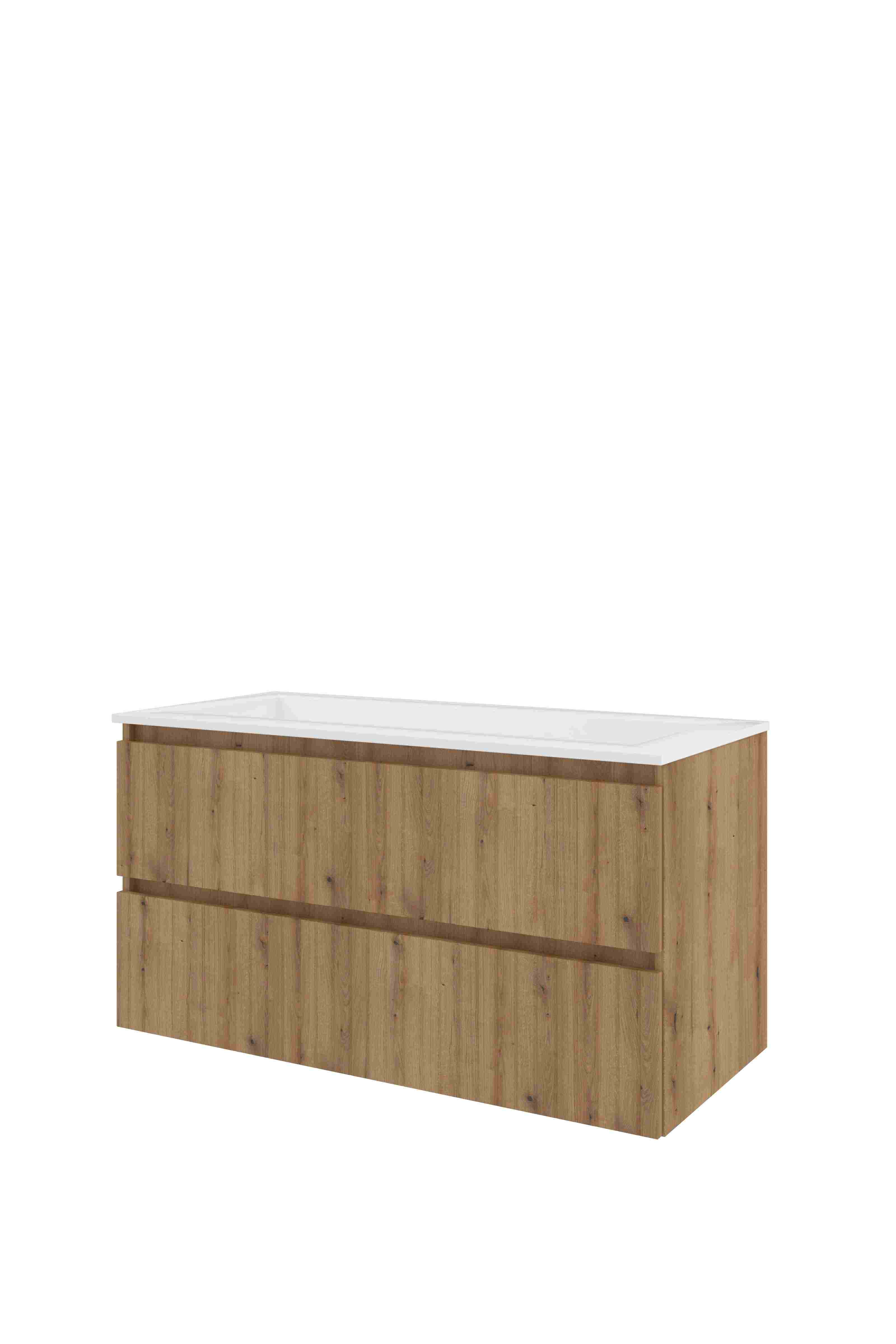 Proline Set polystone Elegant wast. z. krgt. en onderkast sym. gefr. AGWD1000UO Urban oak/Glans wit 1000x460x540