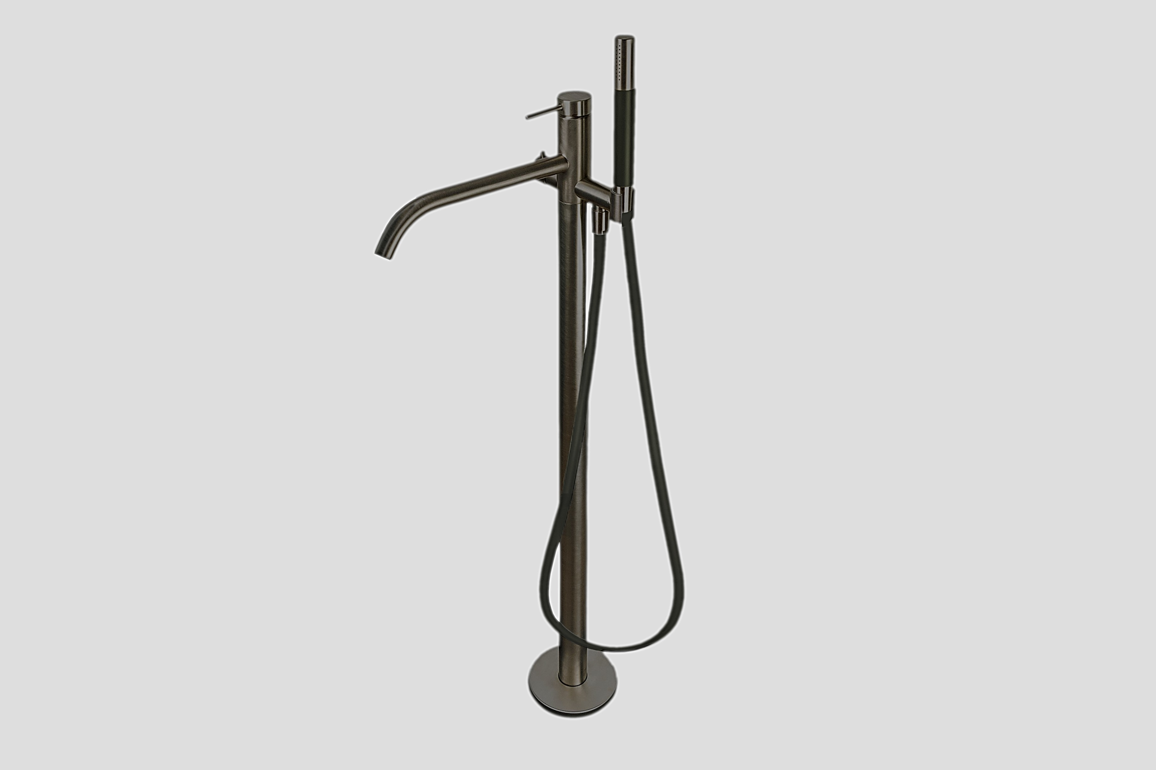 Lagoo Garda vrijstaande badmengkraan afb.deel met mixer handd. staaf doucheslang 150 cm G3204GM Brushed Gun Metal PVD