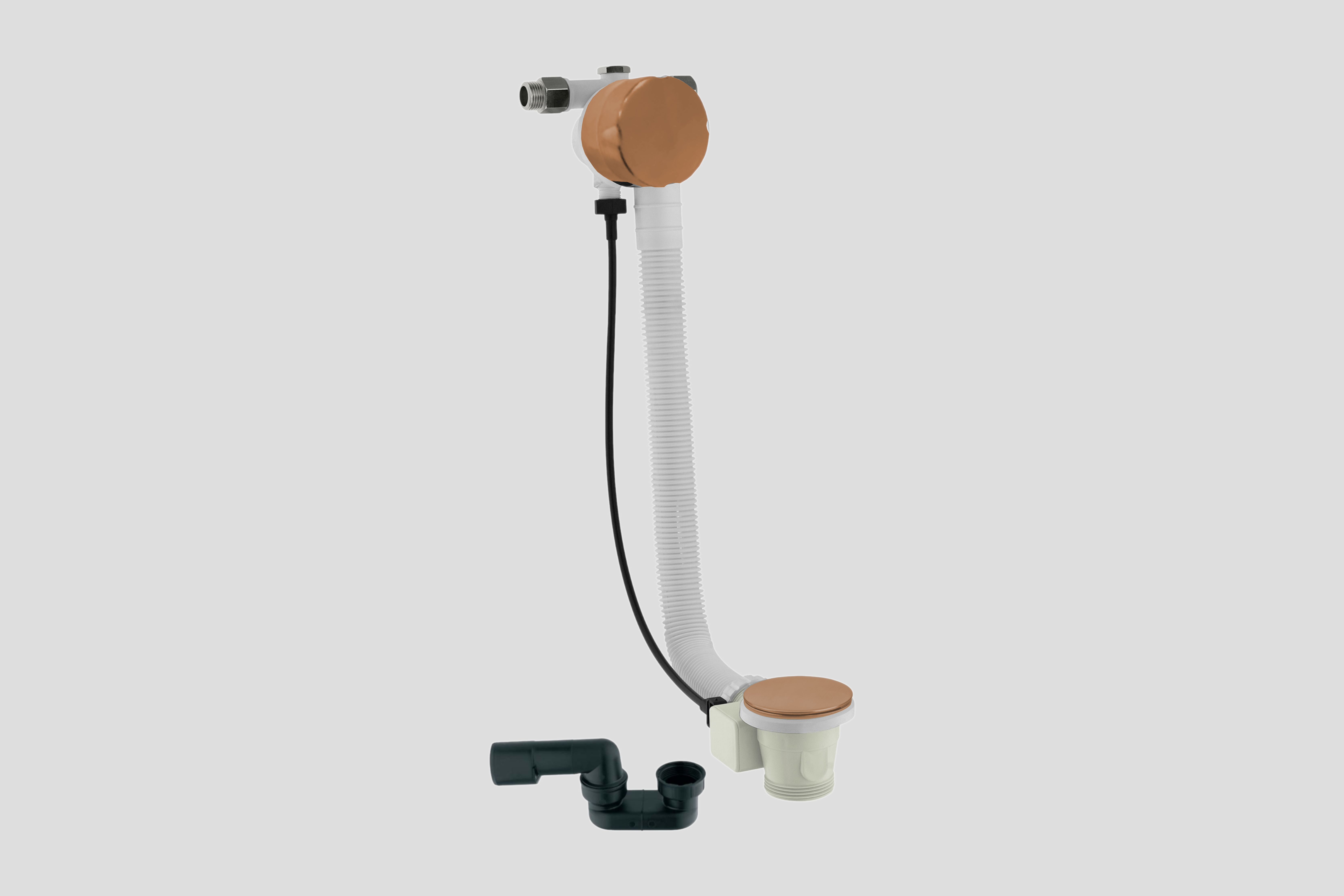 Lagoo Garda badoverloop en vulcombinatie met clickplug en sifon G6121BK Brushed Copper PVD