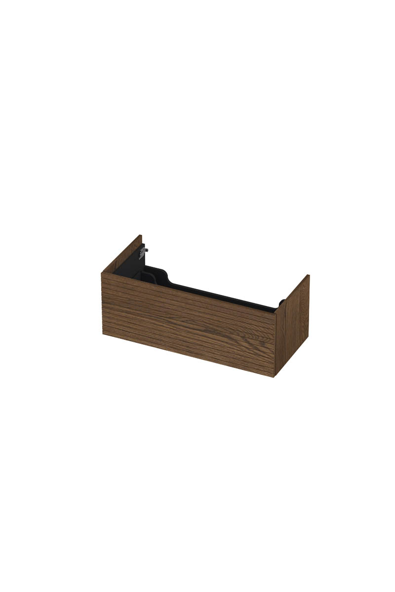 INK onderk. 1 lade push 2 open horizontaal gefreesd H376xB1000xD450 Massief eiken chocolate / 1259732