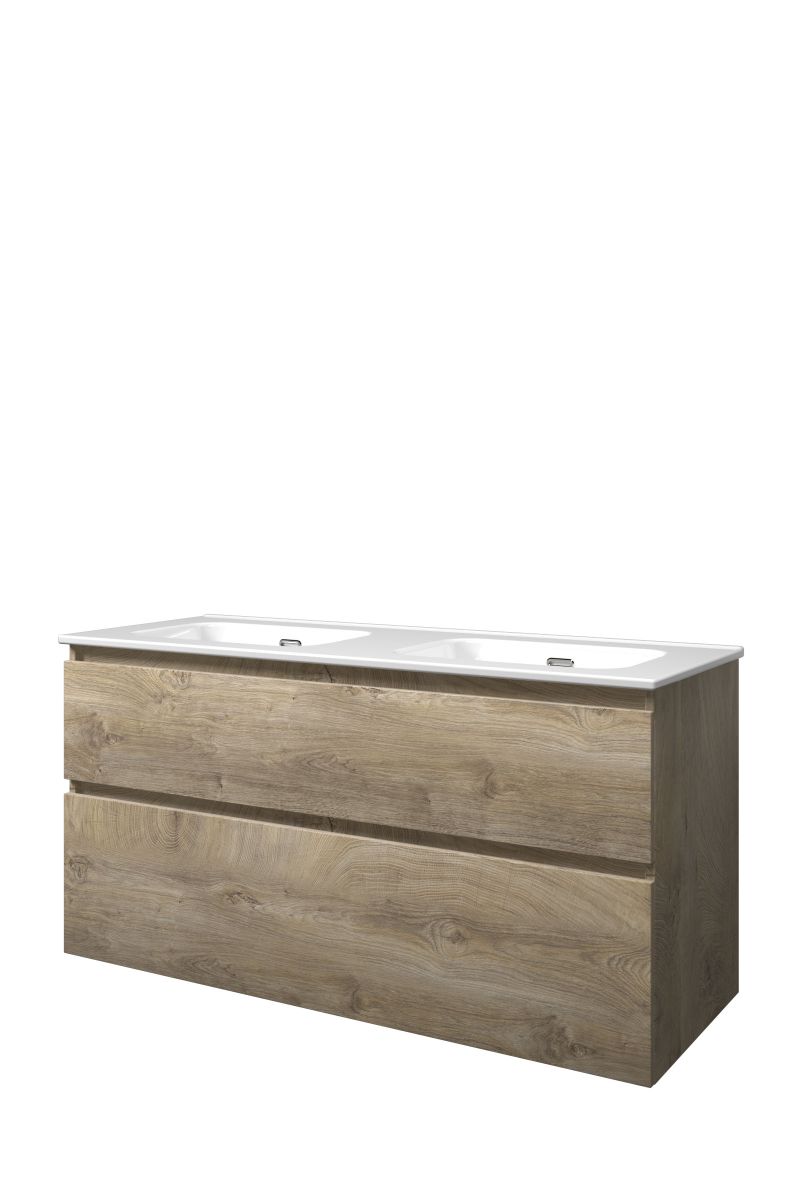 Proline set porselein Elegant wast. dubbel z. krgt. en onderk. a-sym. TGWC120D0RO Raw oak/Glans wit H620xB1200xD460