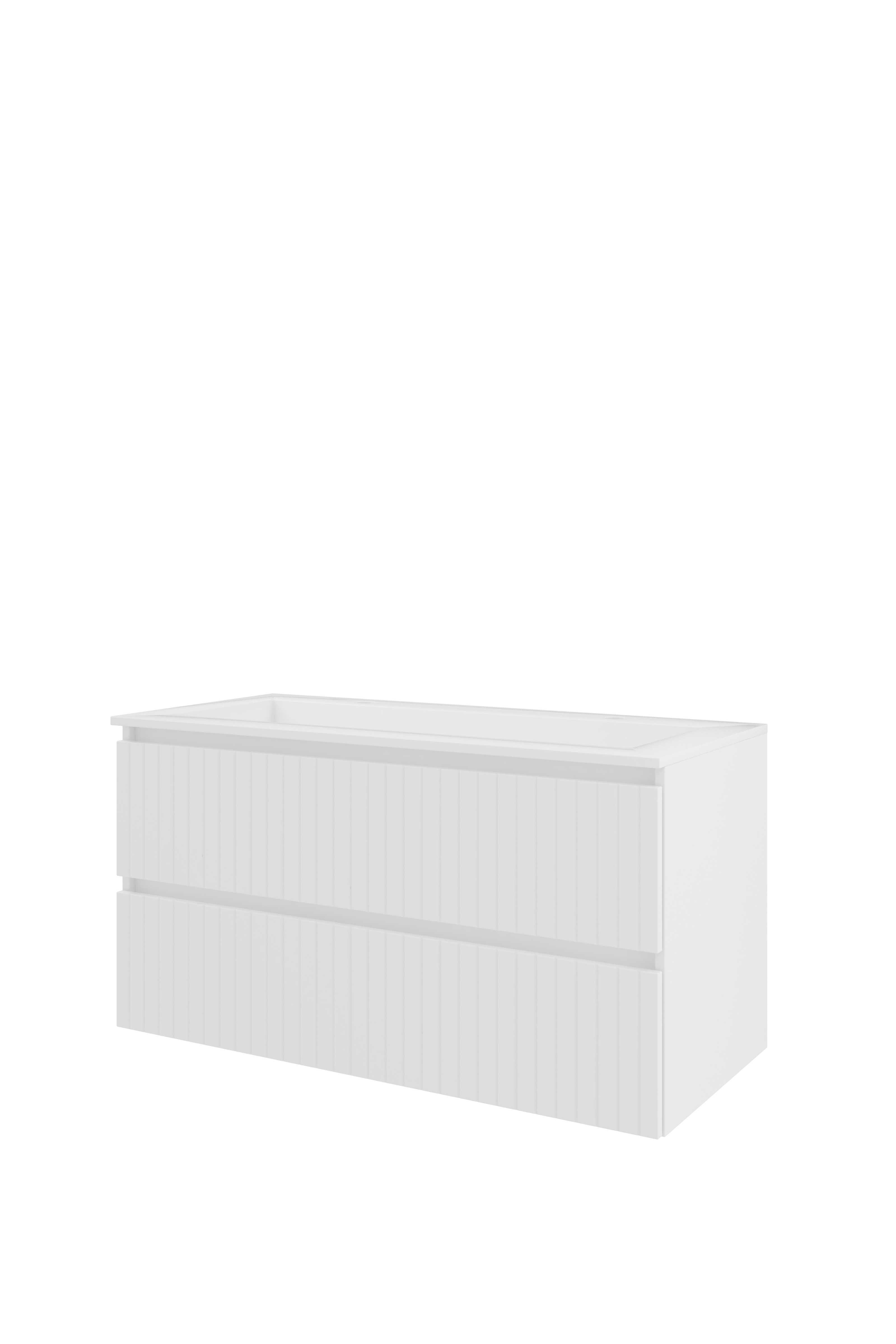Proline Set polystone Elegant wast. met 2 kr.gaten en onderkast sym. gefr. 1818484 Glans wit/Glans wit 1000x460x540