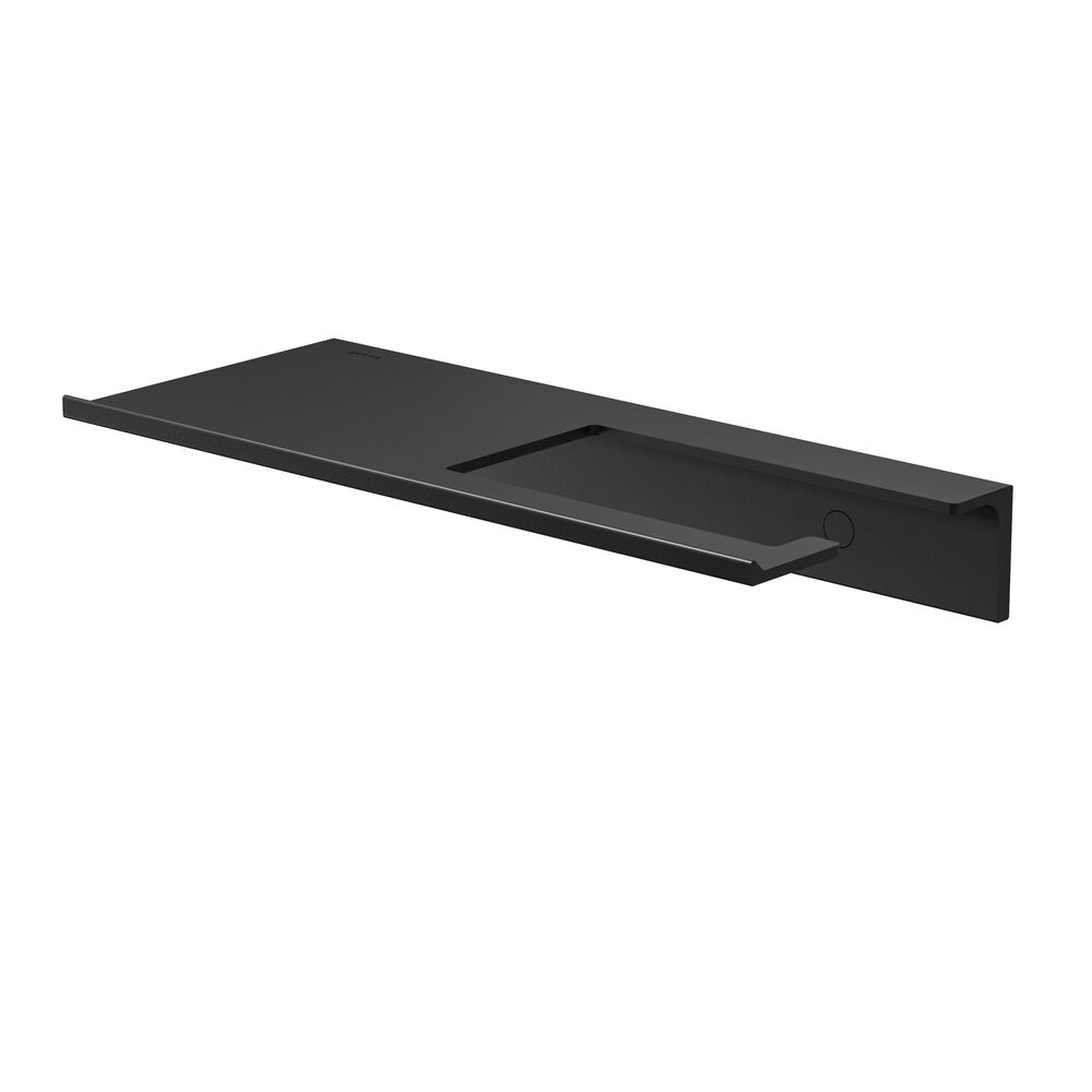 Geesa Leev Planchet 28 cm met toiletrolhouder zonder klep Zwart 918209-06-280
