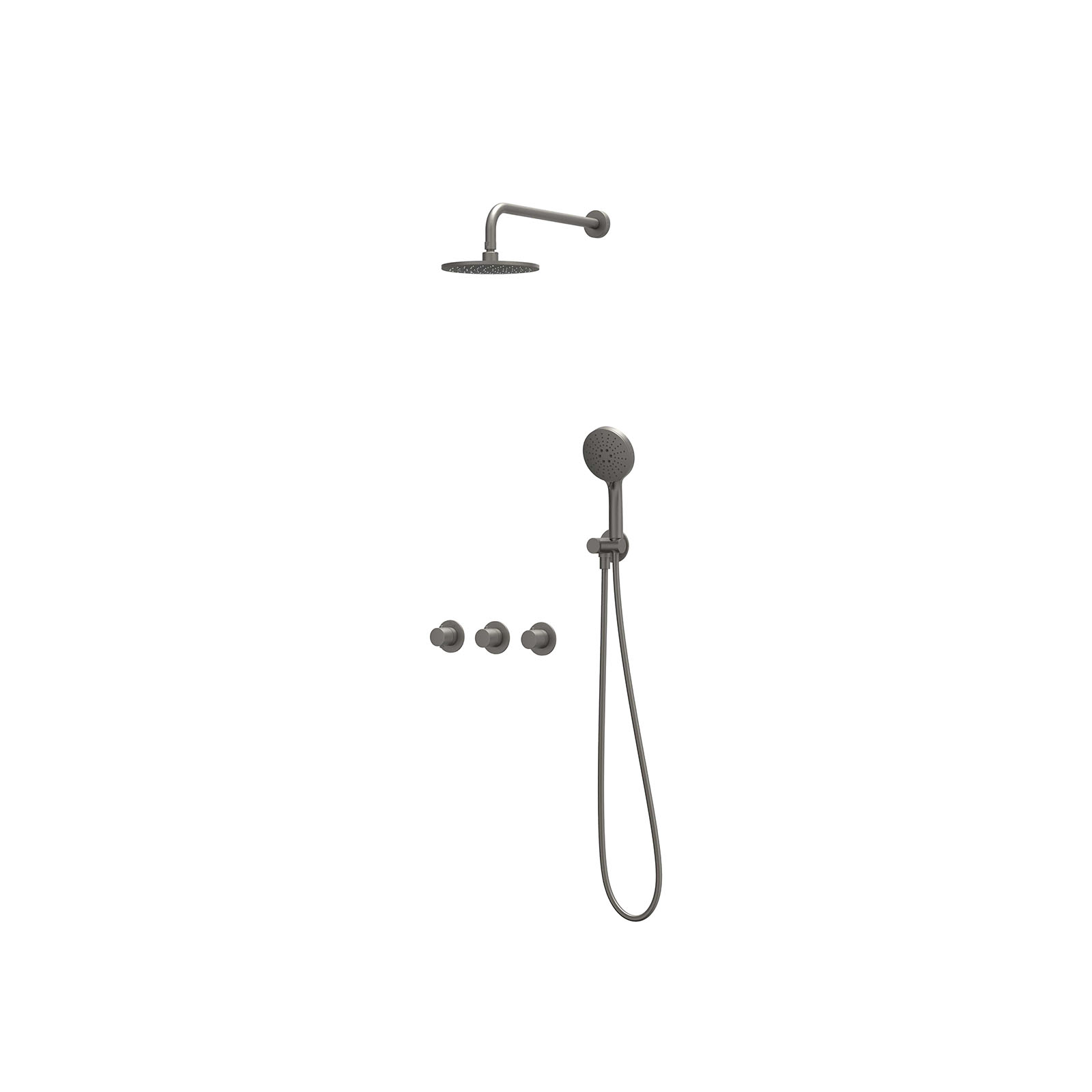 IVY Bond set 2 stopkr. w.arm R20cm verst. steun m. geint. uitl. slang 150cm + 3-st. hd. CSB4EXGMBDAC Geborsteld metal black PVD
