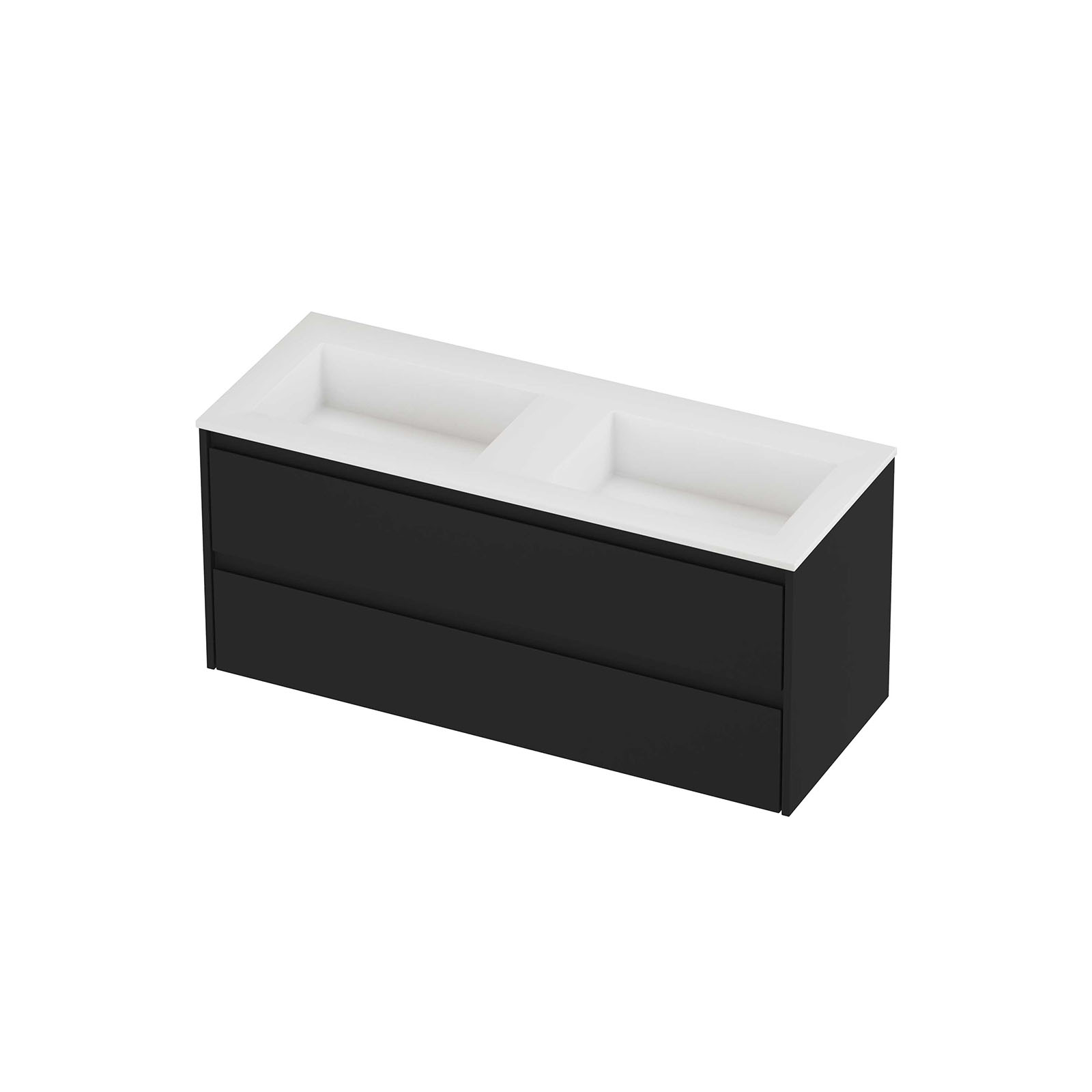 Proline set polystone Elegant wast. z. krgt. en onderk. sym. AMWB120D0MZ Mat zwart/Mat wit H540xB1200xD460