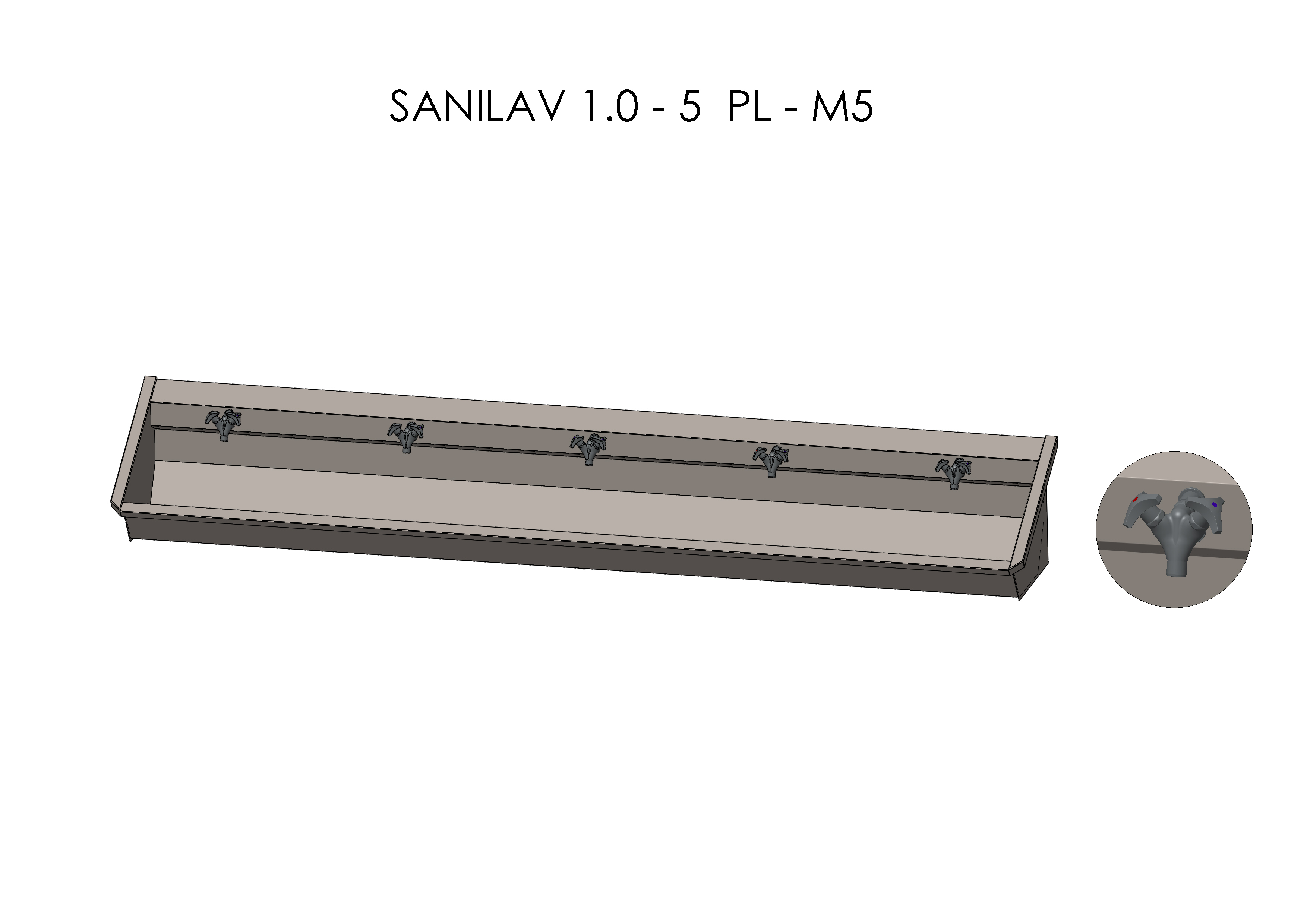 Intersan Sanilav muurwastrog rvs 5p 300 2gr.mngkr SANILAV 1.0-5-M5