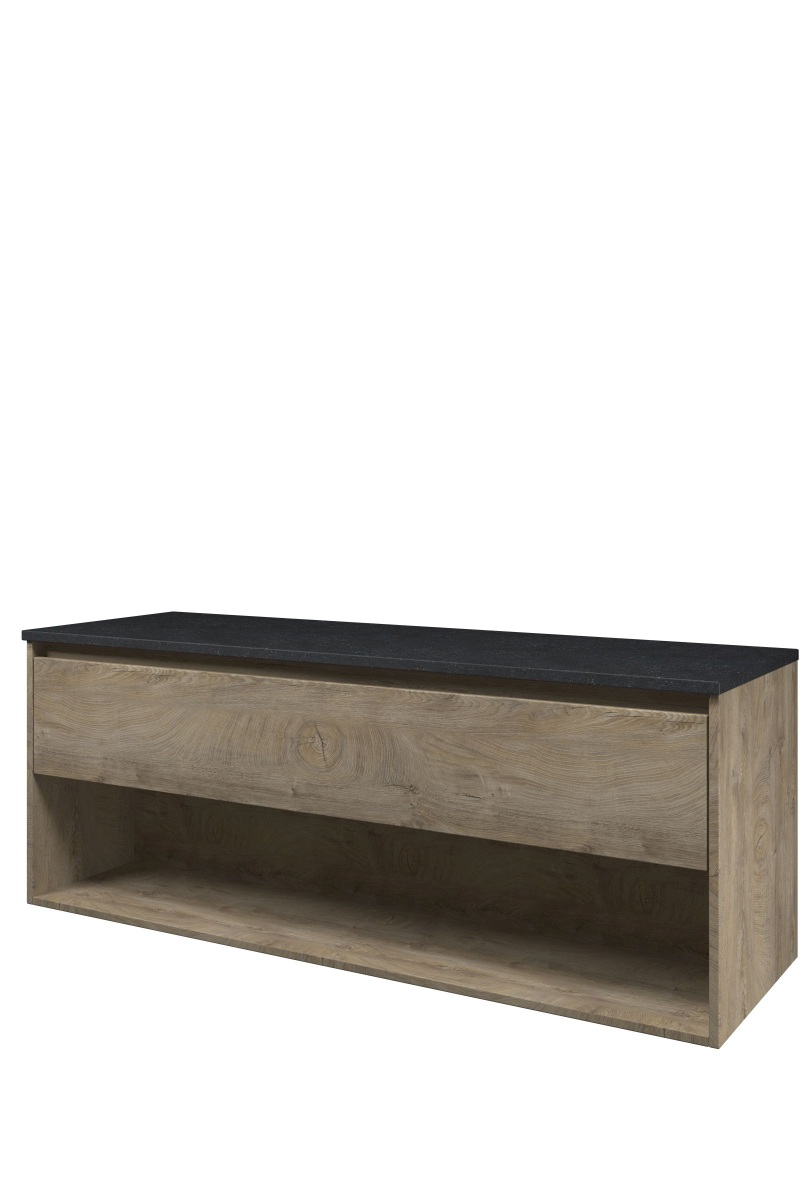 Proline Top afdekplaat hardsteen onderk. m. schap DBSA140RO H540xB1400xD460 Raw oak / Blue stone