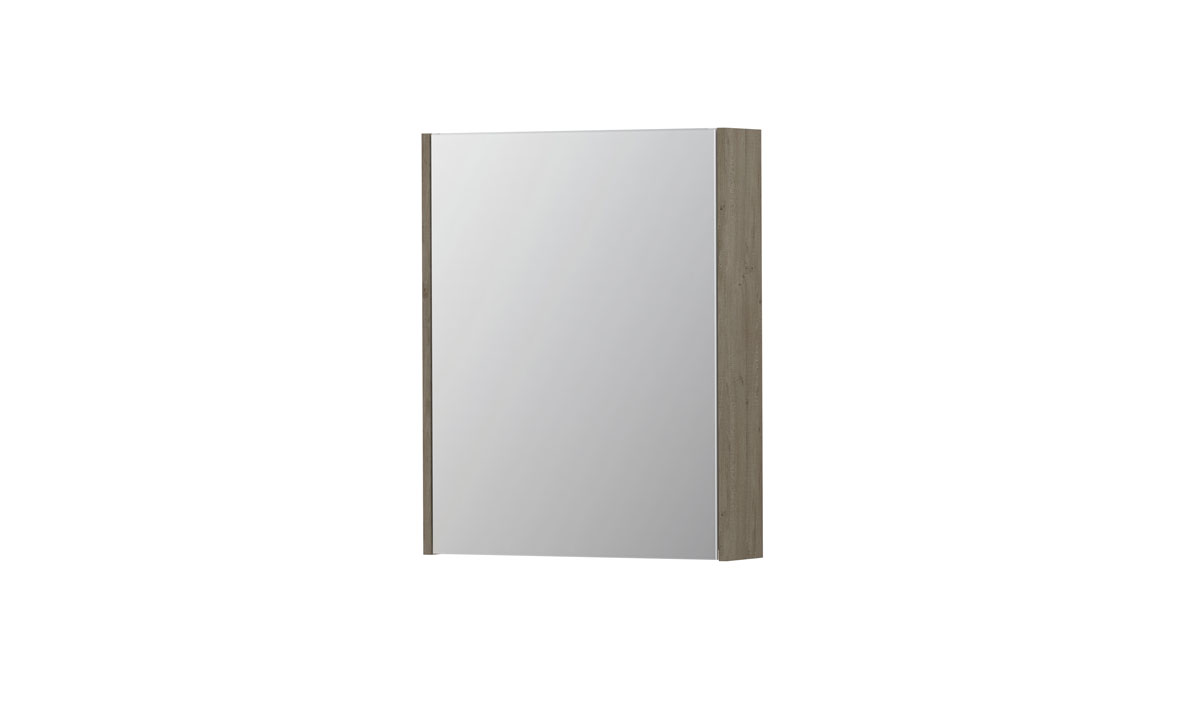 INK spiegelkast met 1 dubbelz. spiegeldeur en stopc./schak. 1105116 Greige eiken H730xB600xD140