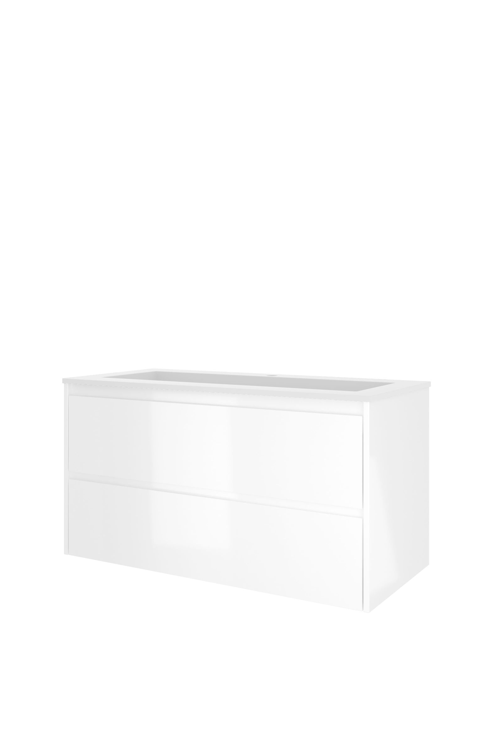 Proline set polystone Elegant wast. met 1 krgt. en onderk. a-sym. AMWC1001GW Glans wit/Mat wit H620xB1000xD460