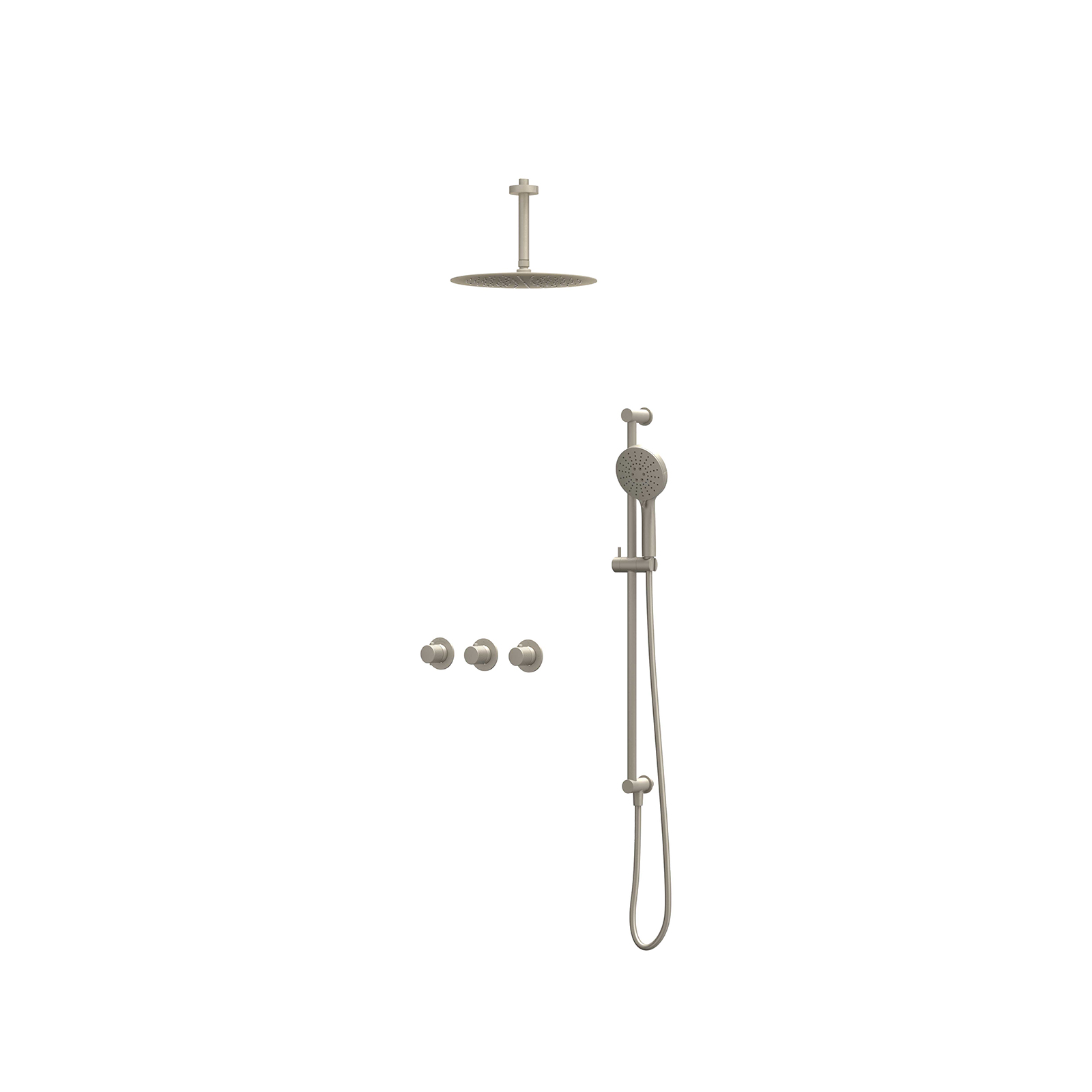 IVY Nexus set 2 stopkr. pl.b. 15cm R30cm gl.st. m. uitl. slang 150cm + 3-st. hd. CSN4EXGNBCBB Geborsteld nickel PVD