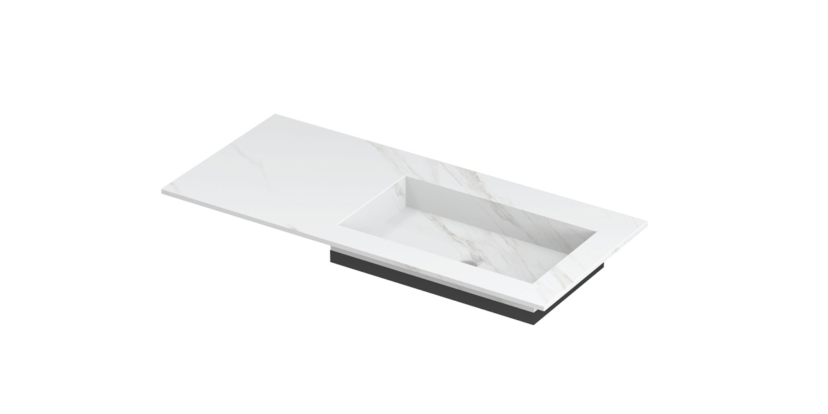 INK Post wast. keramische slab envelop bak R zonder krgt. H10xB1000xD450 Calacatta mat / 210180