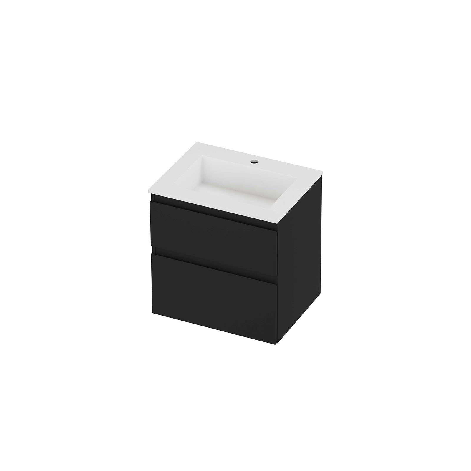 Proline set polystone Elegant wast. met 1 krgt. en onderk. a-sym. AMWC601MZ Mat zwart/Mat wit H620xB600xD460