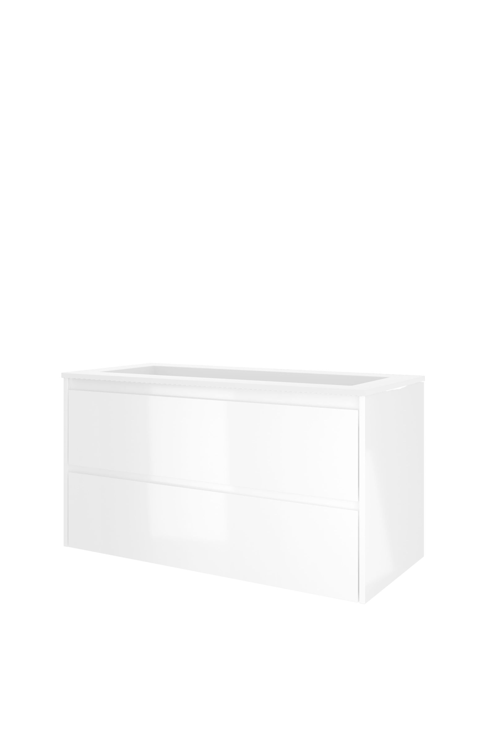 Proline set polystone Elegant wast. z. krgt. en onderk. a-sym. AMWC1000GW Glans wit/Mat wit H620xB1000xD460