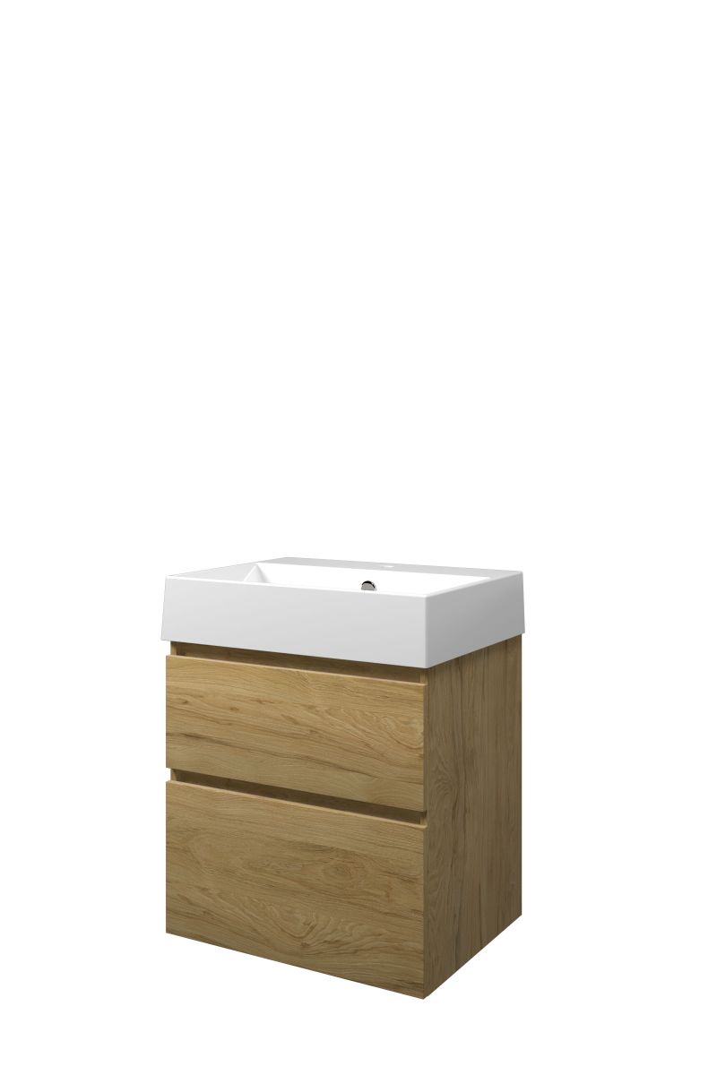 Proline set porselein Loft wast. met 1 krgt. en onderk. a-sym. ZGWC601IO Ideal oak/Glans wit H700xB600xD460