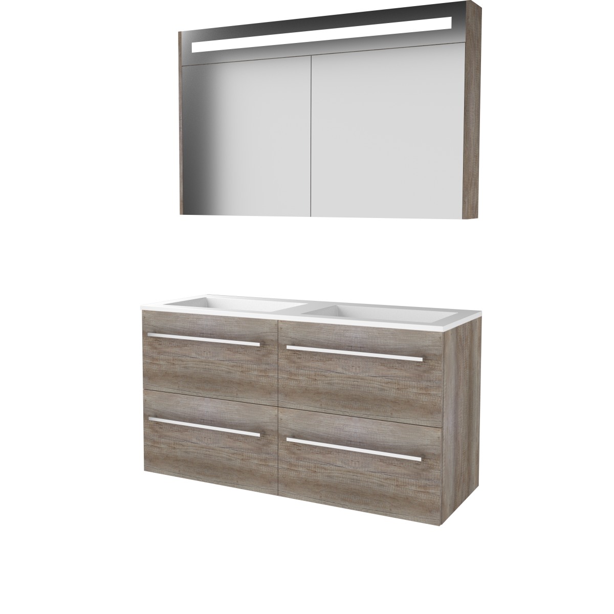Basic Premium 46 set 120x46cm met gr. 4 la Acryl wast. 0 krgt. incl. kast m. verl. P46GR120ASO Scotch Oak