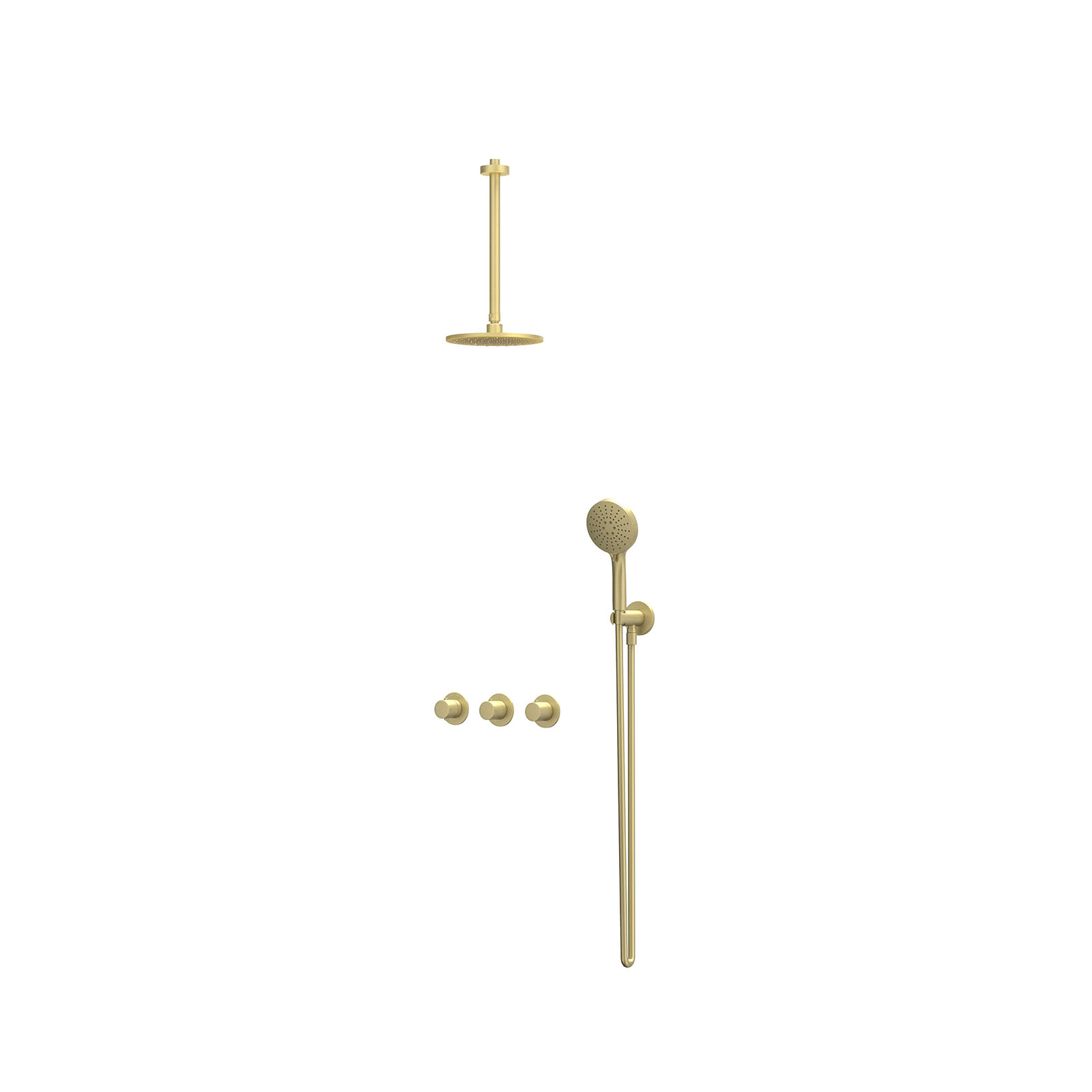 IVY Bond Inbouwset 2 stopkr.  plaf-30 20cm me houder  en 3-st handd CSB4MPBDCA gebr. mat goud PVD