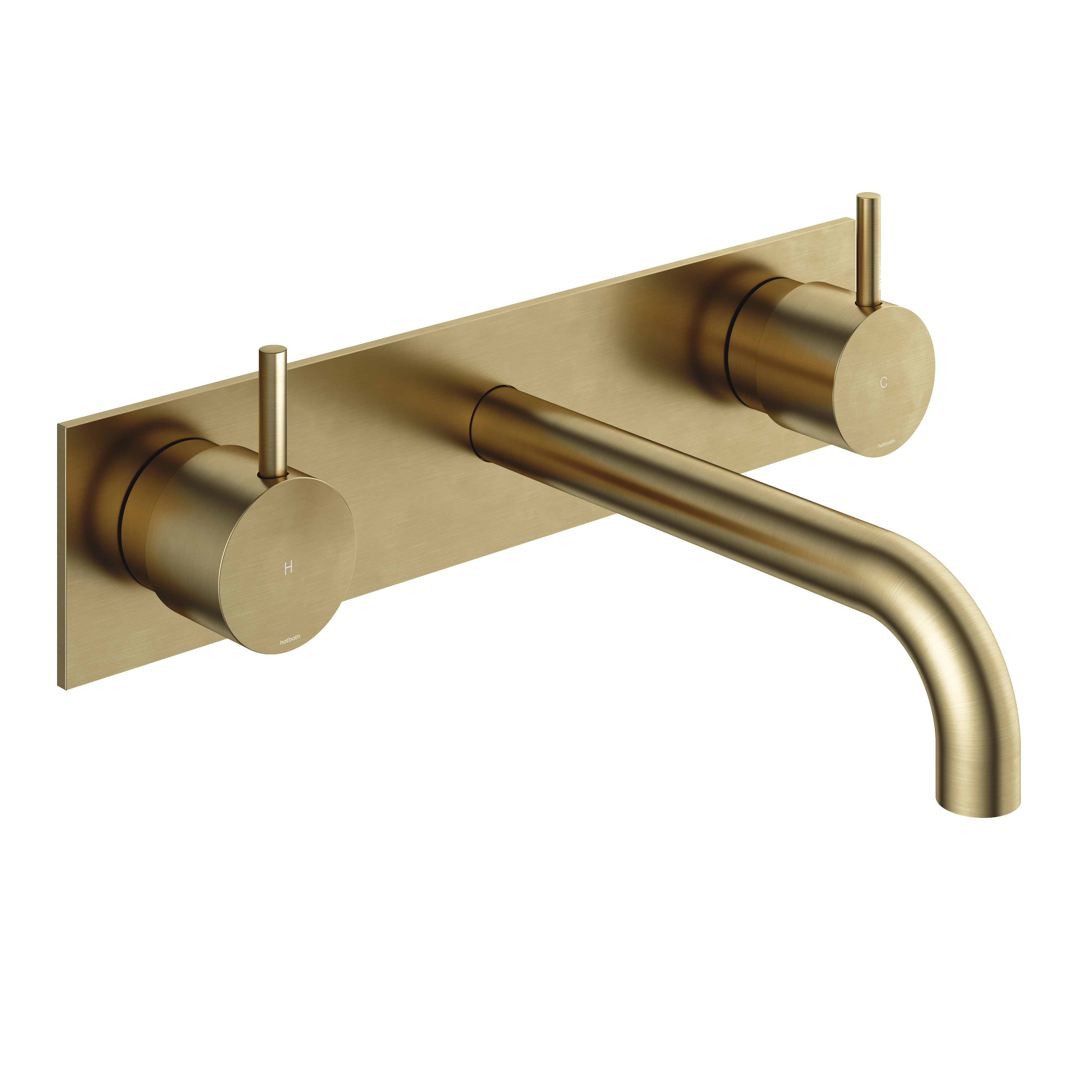 Hotbath Cobber afbouw wastafelmengkraan 3 gats met plaat 18 cm CB006TEXT18BB Geborsteld Messing